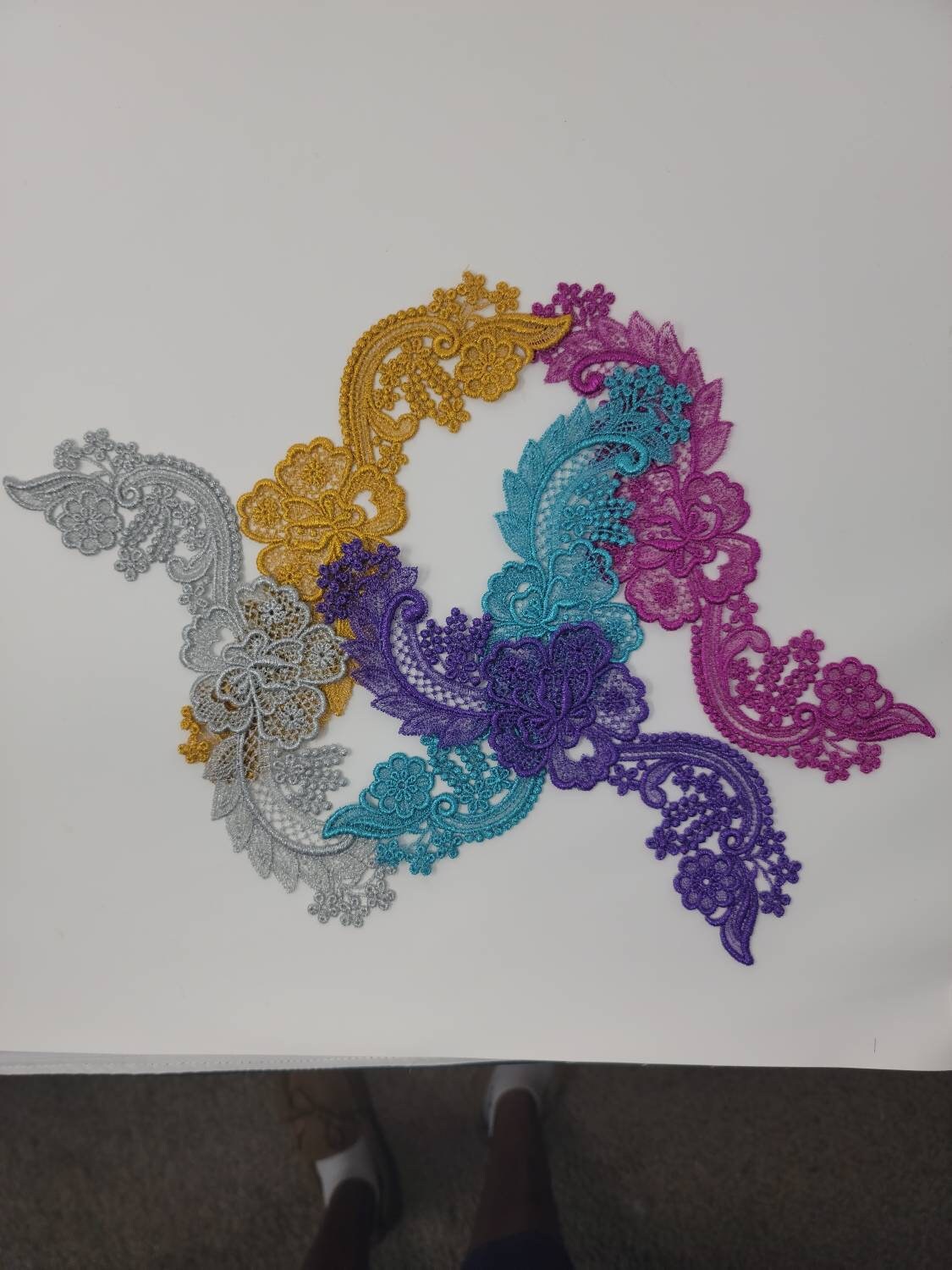 Metallic appliques, costumes, ballroom, gowns, weddings, patches, lace, lingerie