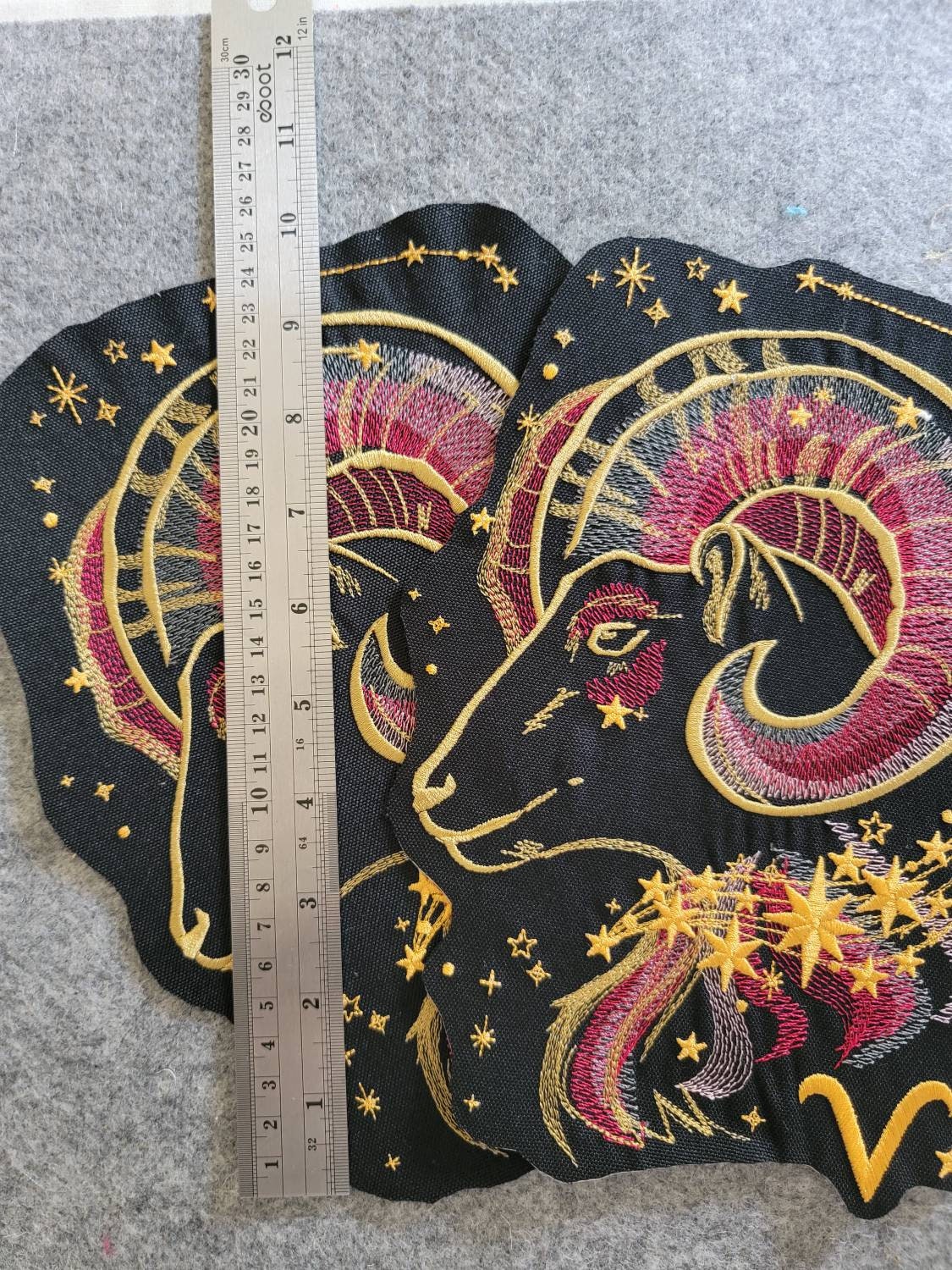 Zodiac Star Sign Constellation - Embroidered Iron-On/ Jean Jacket patch / Vest Jacket, 9" Large, Backpack / Astrology signs, Aries, Gemini