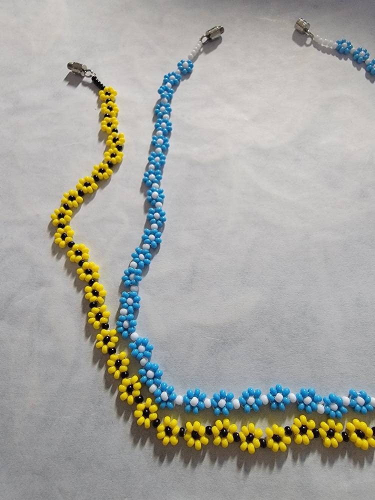 Daisy Bead Chokers, Beaded Chokers, Flower Choker