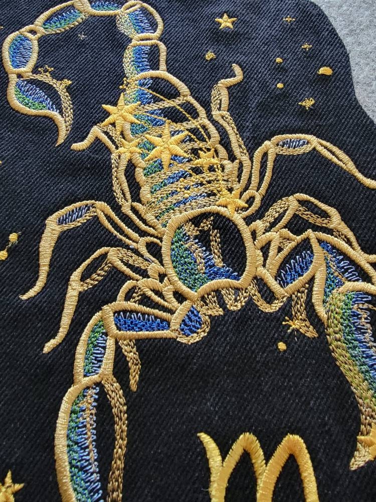 Zodiac Star Sign Constellation - Embroidered Iron-On/ Jean Jacket patch / Vest Jacket, 9" Large, Backpack, Pisces, Aquarius, Scorpio,