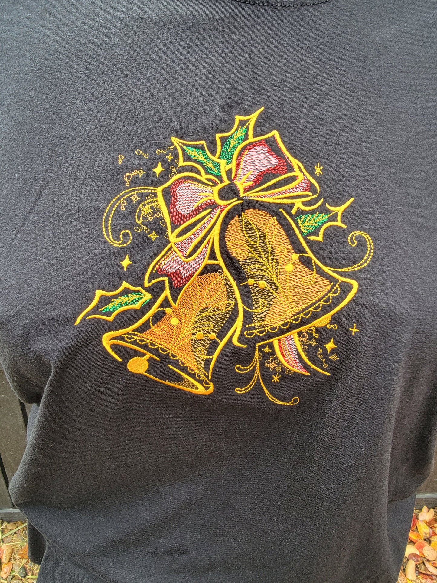 Christmas Shirts, Holiday Tshirts, Christmas Bells, Embroidered Christmas Shirt,