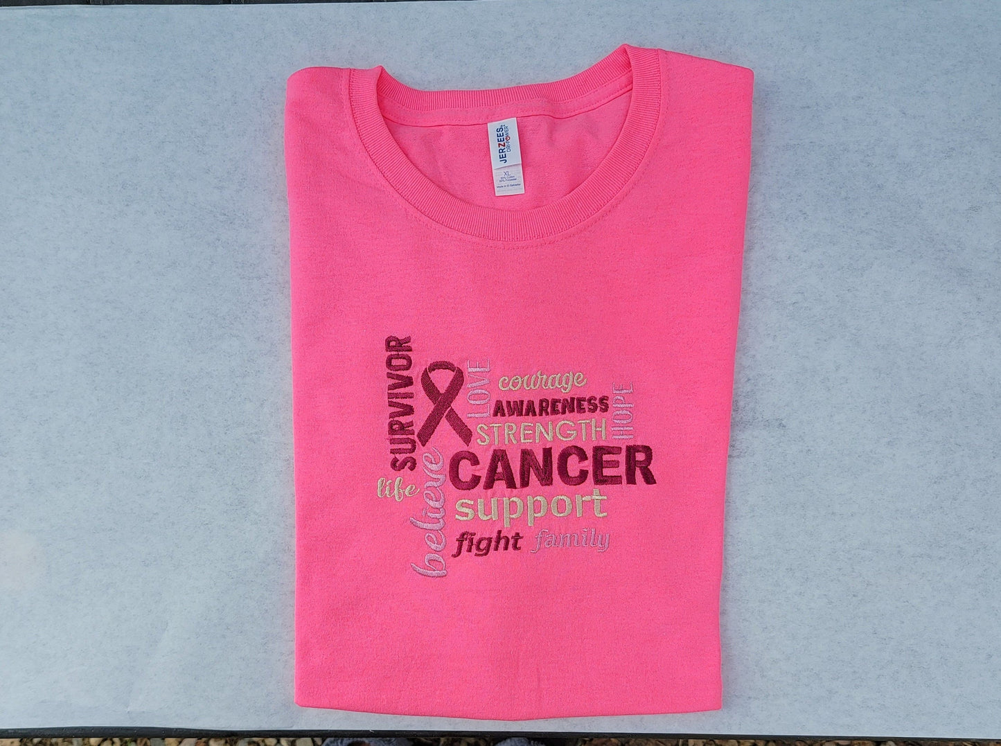 Cancer Awareness Embroidered T-Shirts, Cotton Tshirts with embroidery cancer Awareness