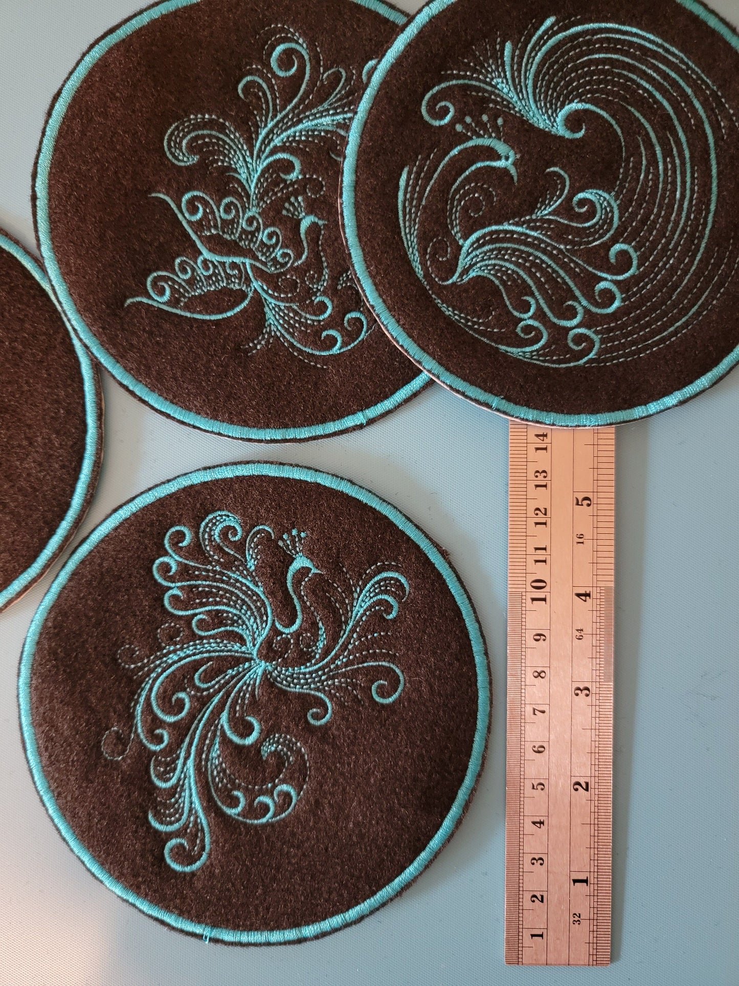 Peacocks, Peacock Patch, Recycled Jean Patches of Peacocks, Iron-on patches, Jean Jacket Patches