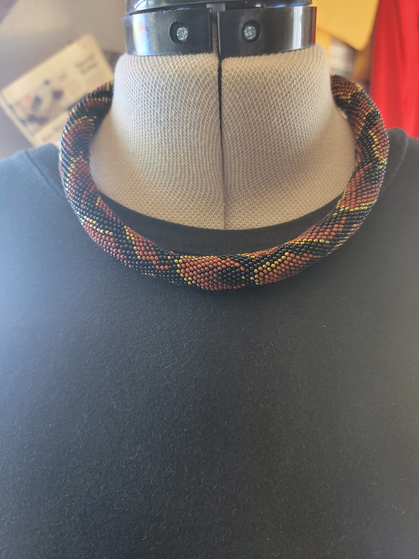 Snake Necklace, Beaded Snake Necklace, Retile inspired Choker Necklace