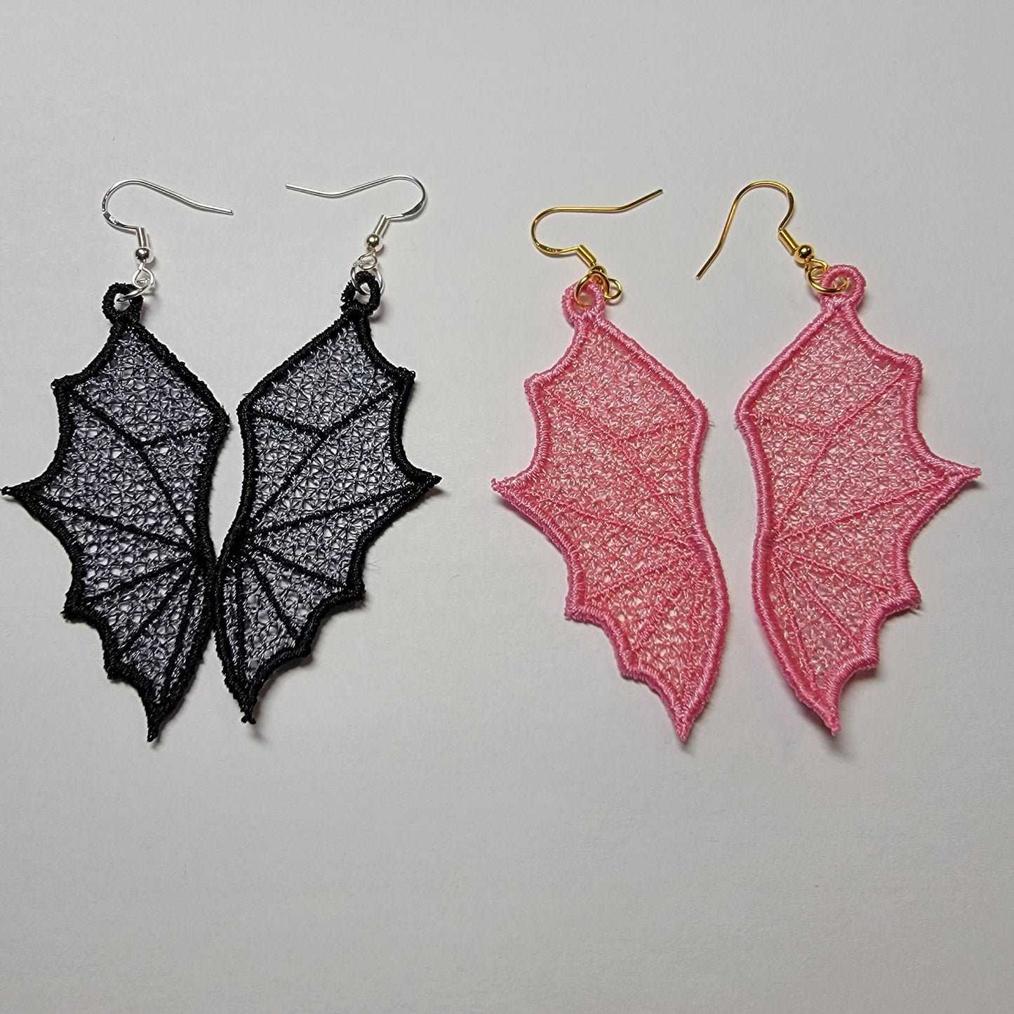 Bat Wing Embroidery Earrings, Goth, Spooky, Halloween,