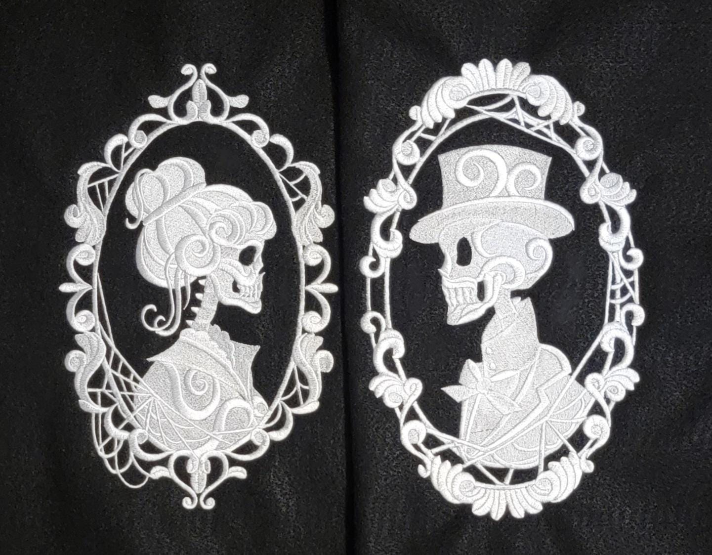 Cameo, Embroidery Skeleton Cameo, 11" Ornate Baroque Skull, Skeleton, Gothic, Dark Side, Gothic Decor, Wall Art