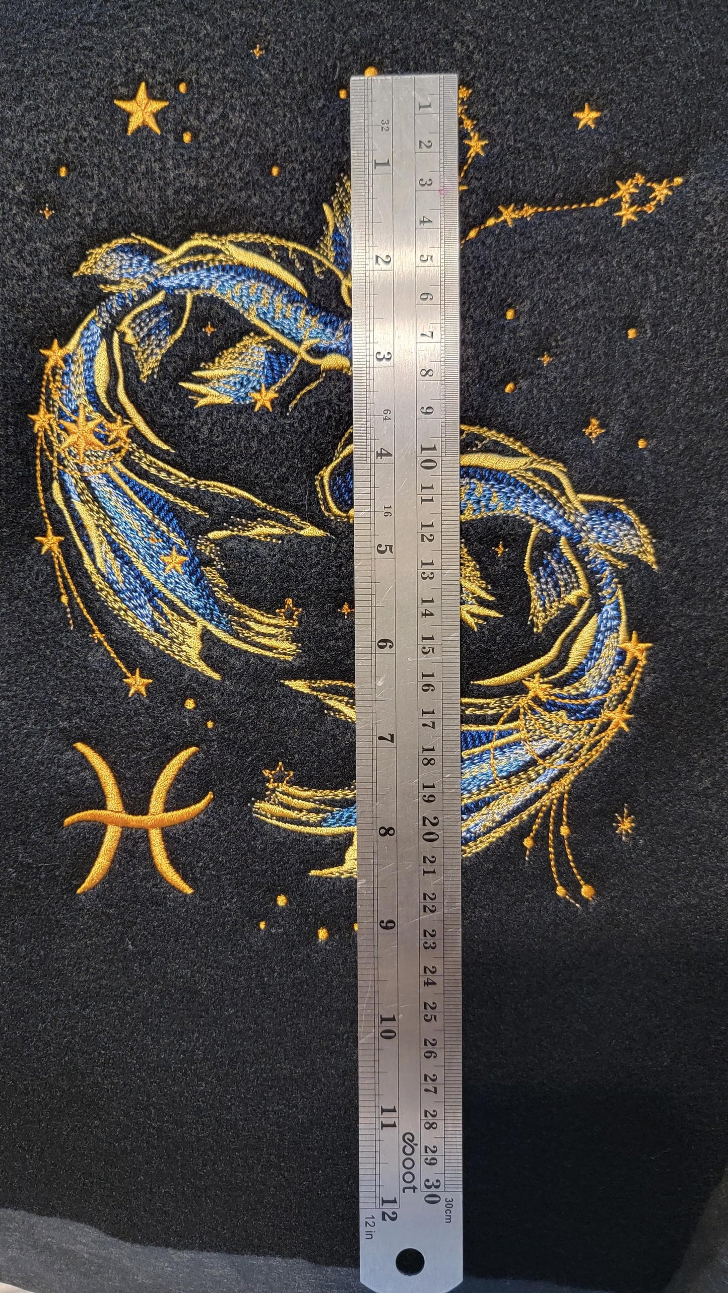 Zodiac Star Sign Constellation - Embroidered Iron-On/ Jean Jacket patch / Vest Jacket, 9" Large, Backpack / Astrology sign Pisces