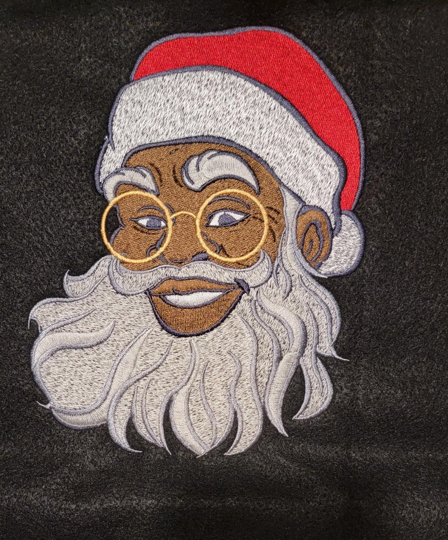 African American Santa Clause Iron-on Patch or Panel. Christmas Patches and Decorations, Black Santas 7"