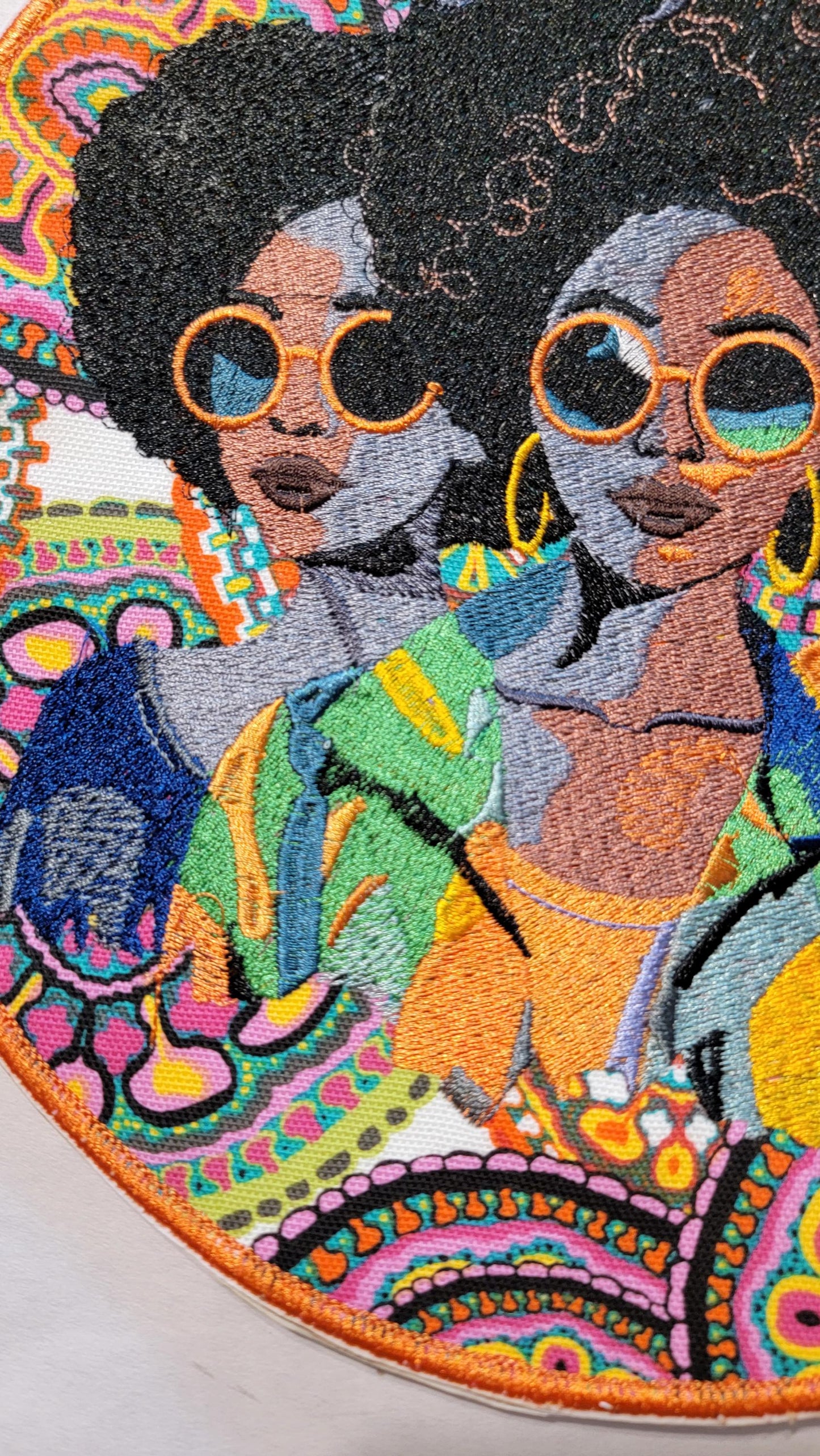 African American Black Sisters Patch, 10" Iron-on Patch, Black Women Abstract, Black Girl Magic, Afrocentric, Brown Skin Girl, Afro Woman