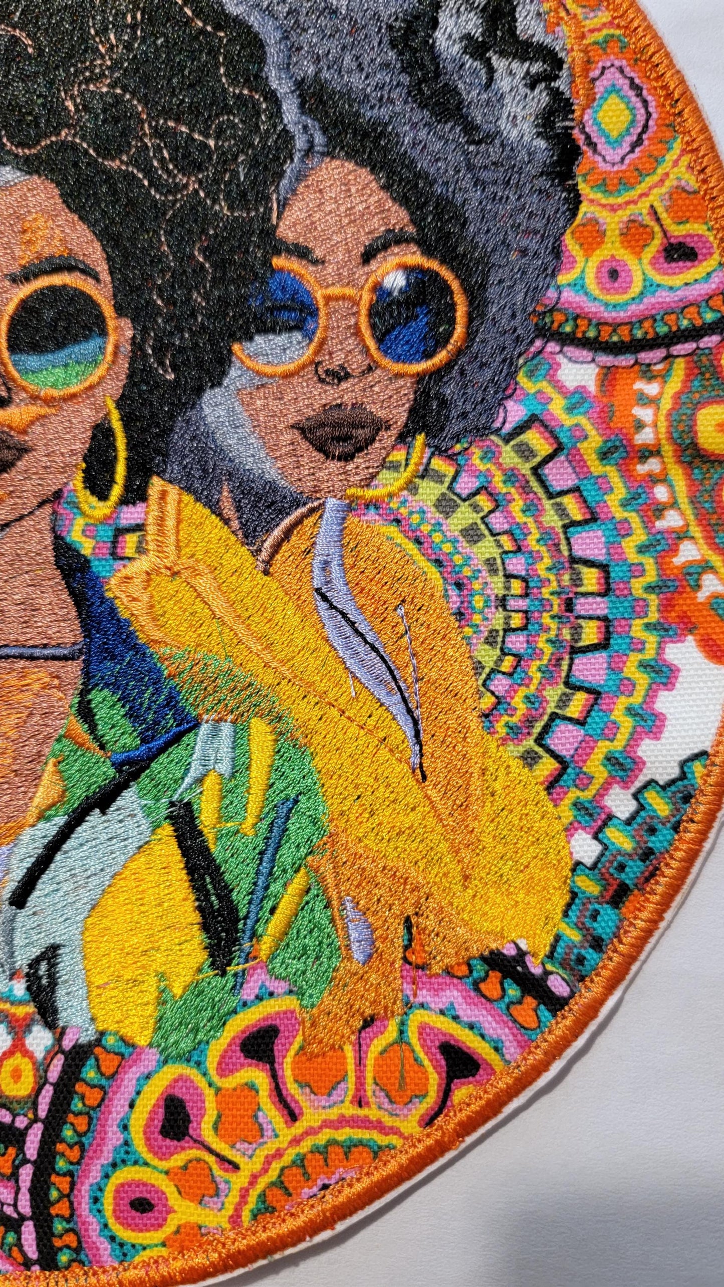 African American Black Sisters Patch, 10" Iron-on Patch, Black Women Abstract, Black Girl Magic, Afrocentric, Brown Skin Girl, Afro Woman