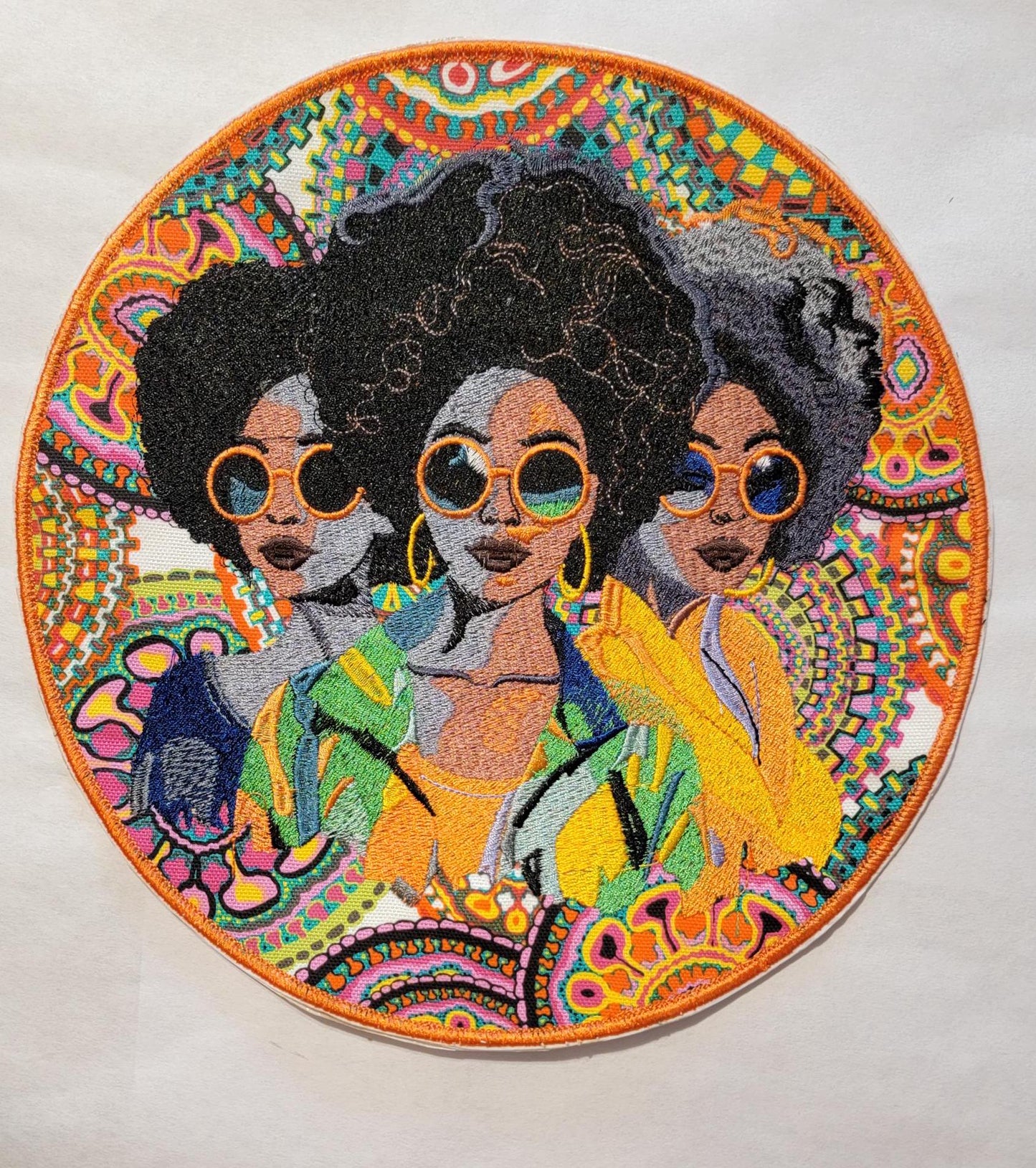African American Black Sisters Patch, 10" Iron-on Patch, Black Women Abstract, Black Girl Magic, Afrocentric, Brown Skin Girl, Afro Woman
