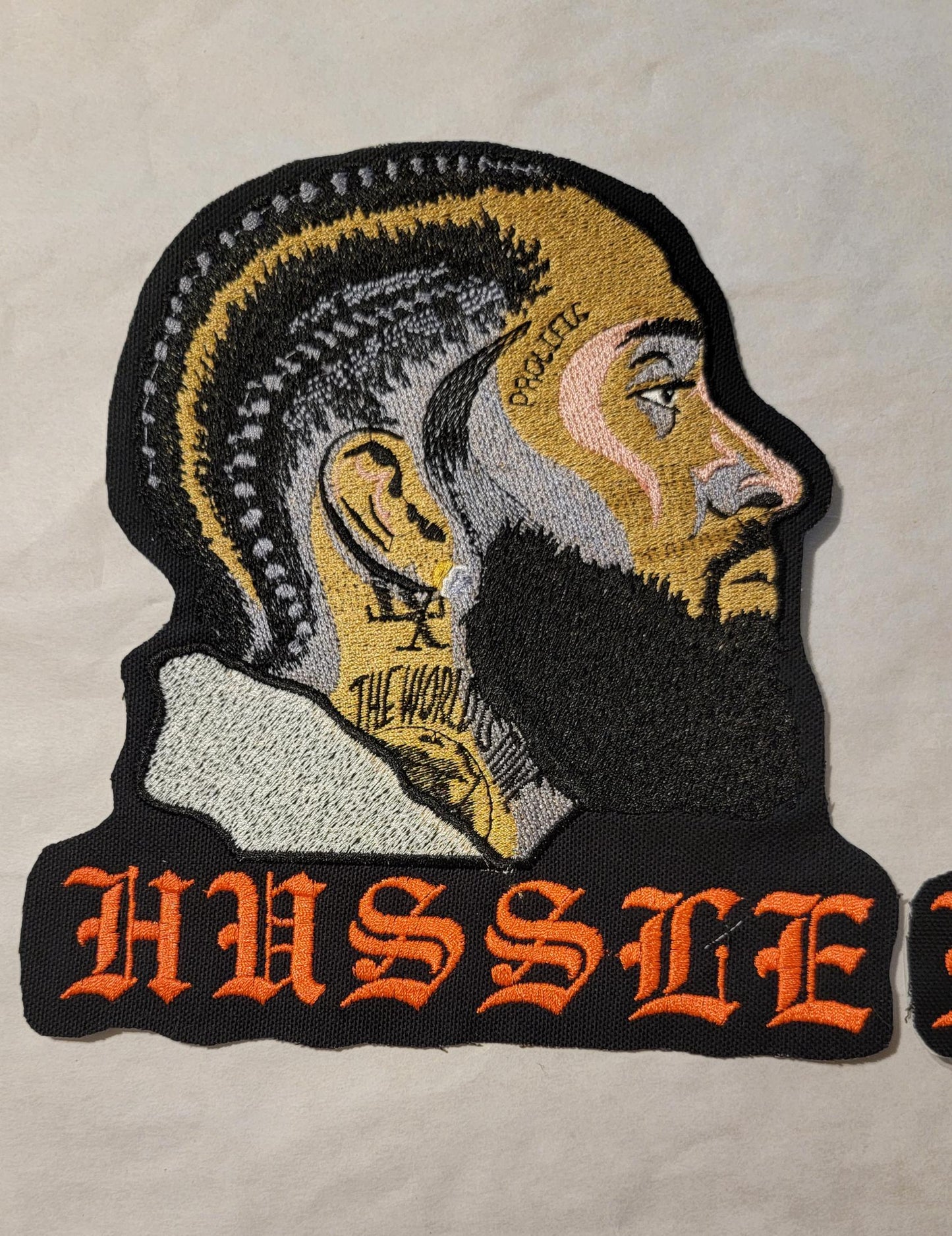 2 Set Nipsey Embroidery Patch on Black Duck Canvas, For the culture, Westcoast Rap, Black Icons, Hussle, Iron-On Patch, Canvas Clearance