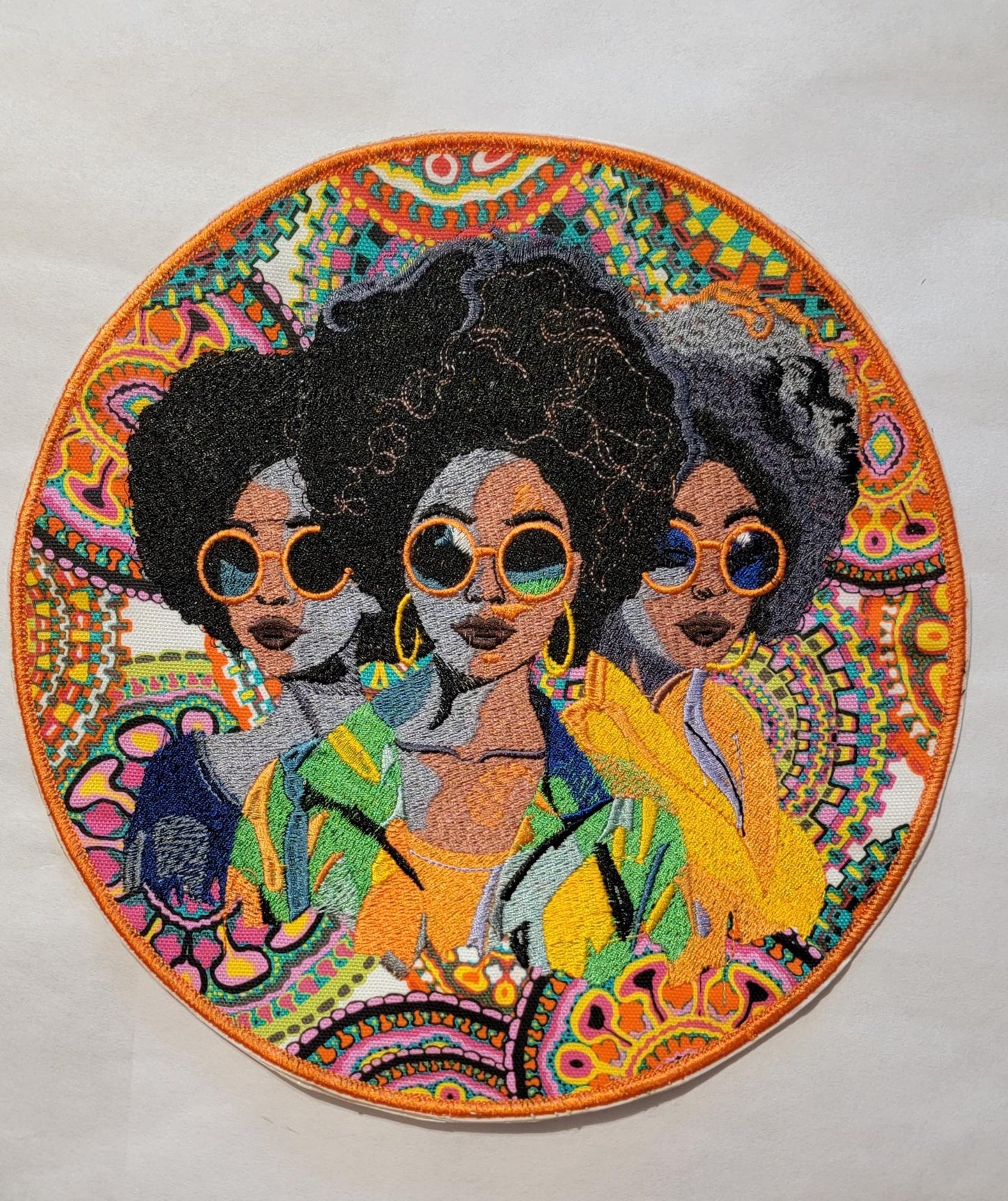 African American Black Sisters Patch, 10" Iron-on Patch, Black Women Abstract, Black Girl Magic, Afrocentric, Brown Skin Girl, Afro Woman