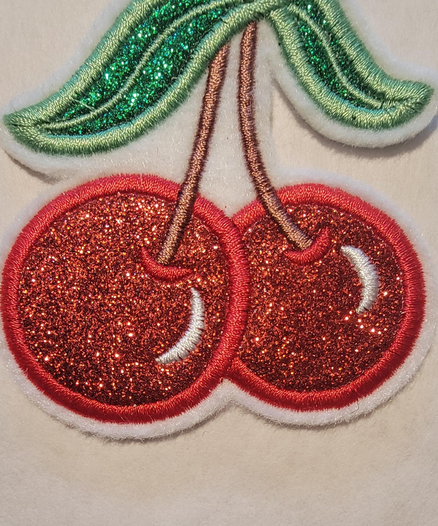 Red Glitter Cherry Iron-On Patch - Embroidered, 3 Sizes, Red Cherry Patches, Cute Aesthetic, Fruit Patch, Coquette Patches