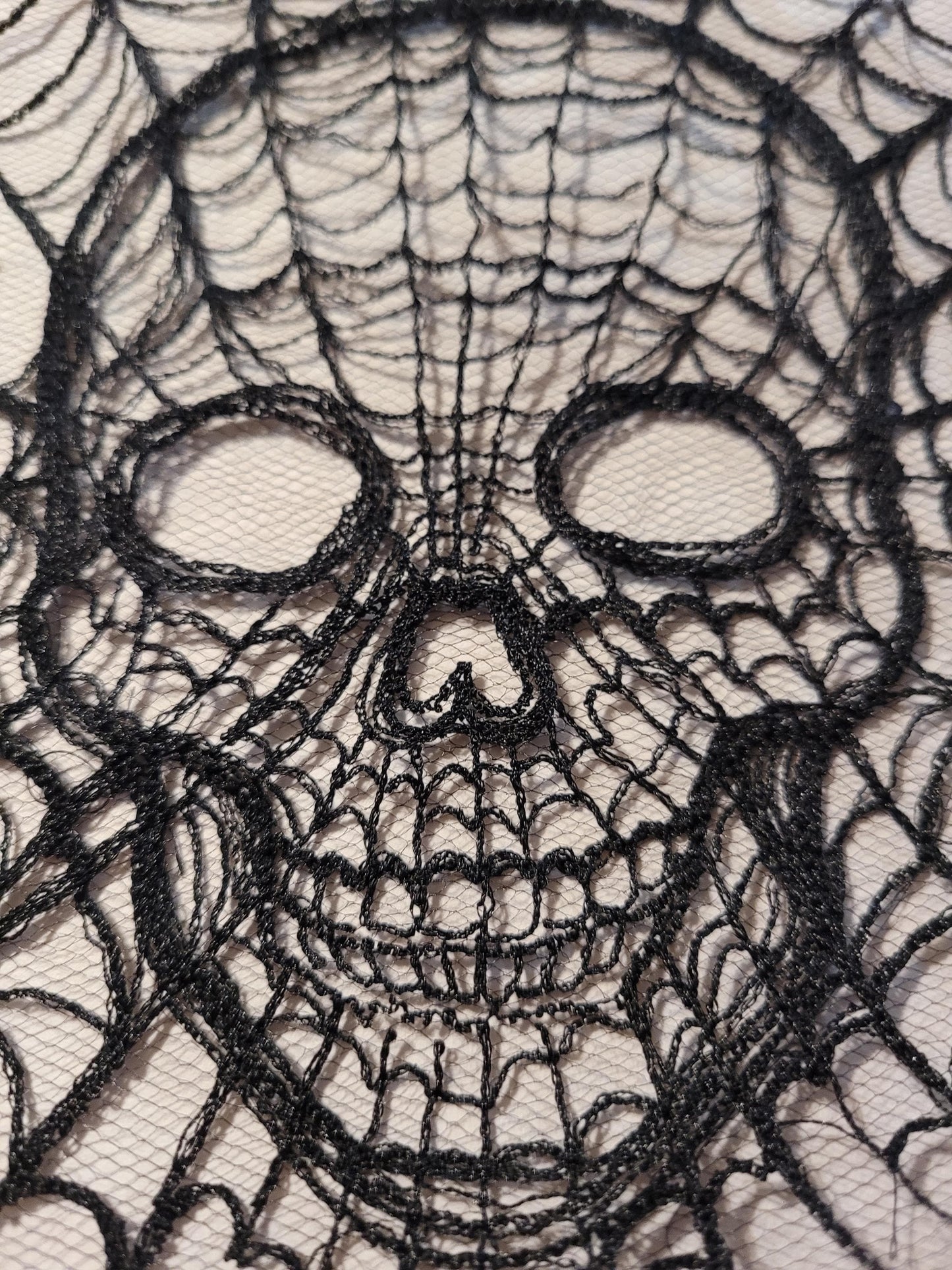 Skull Web, Embroidery Thread Web, Spider Webs, Haunted Home Decor, Halloween Lace, Doily, Goth, Eerie Decorations, Appliques