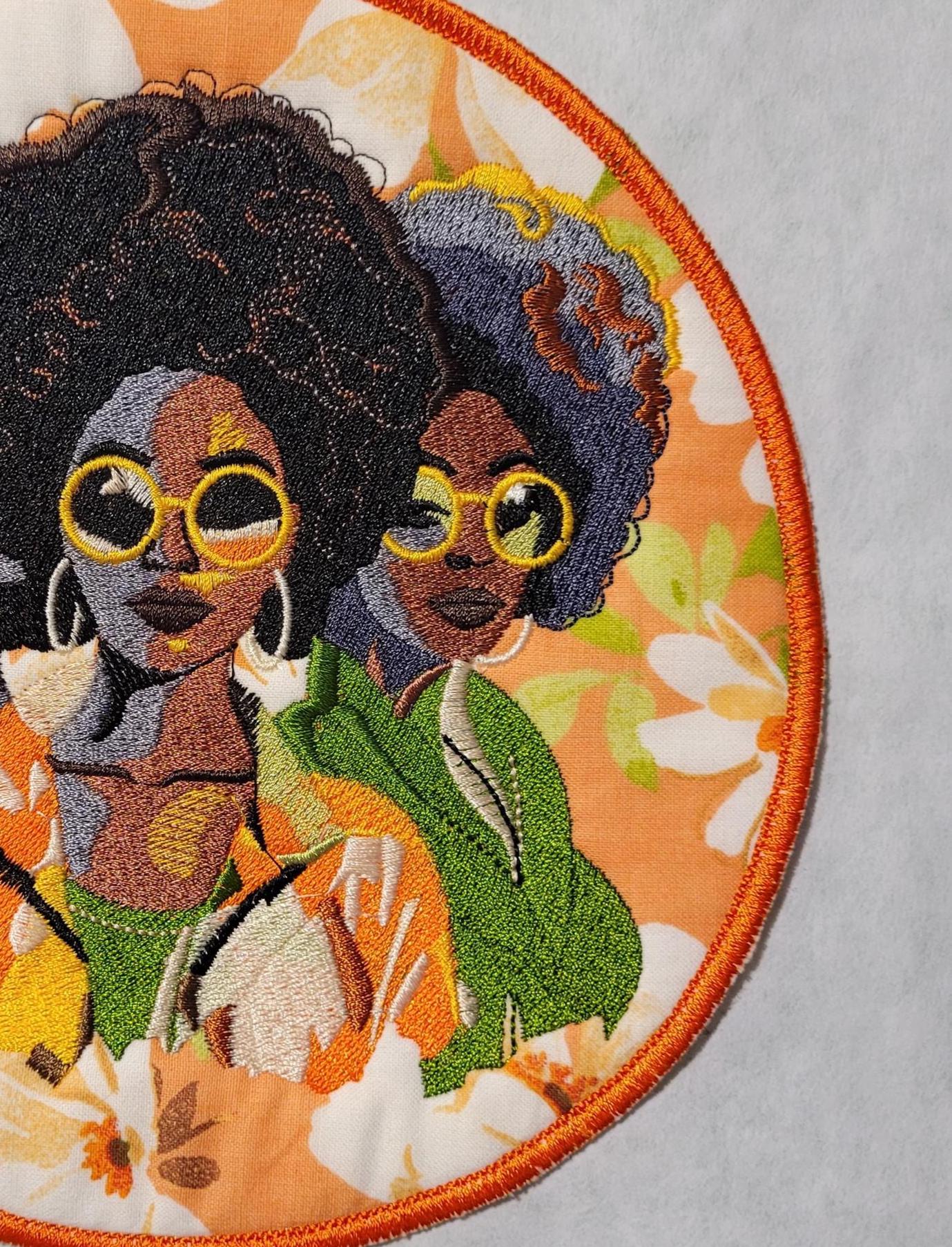 African American Black Sisters Patch, 7" Iron-on Patch, Black Women Abstract, Black Girl Magic, Afrocentric, Brown Skin Girl, Afro Woman