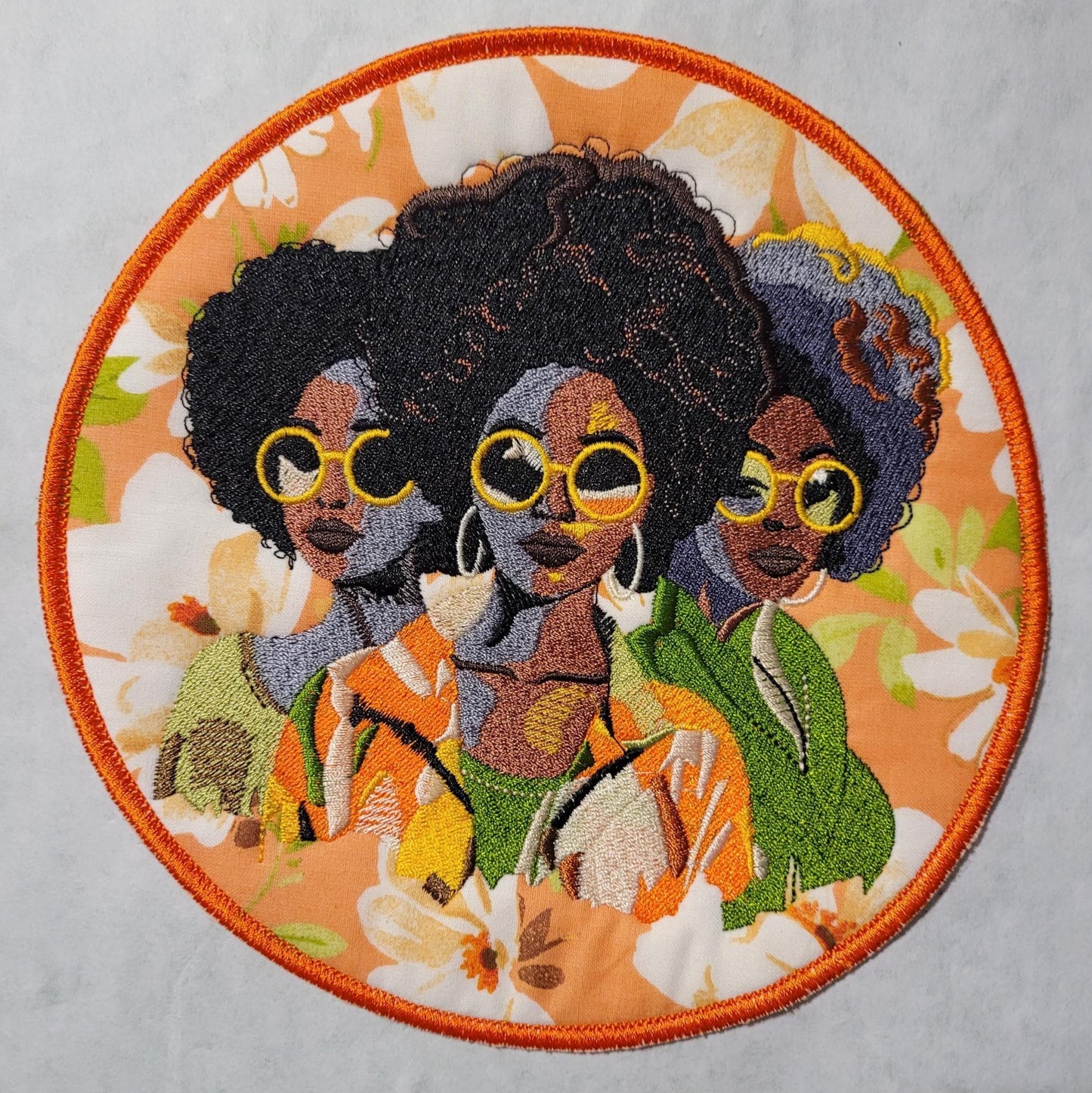 African American Black Sisters Patch, 7" Iron-on Patch, Black Women Abstract, Black Girl Magic, Afrocentric, Brown Skin Girl, Afro Woman