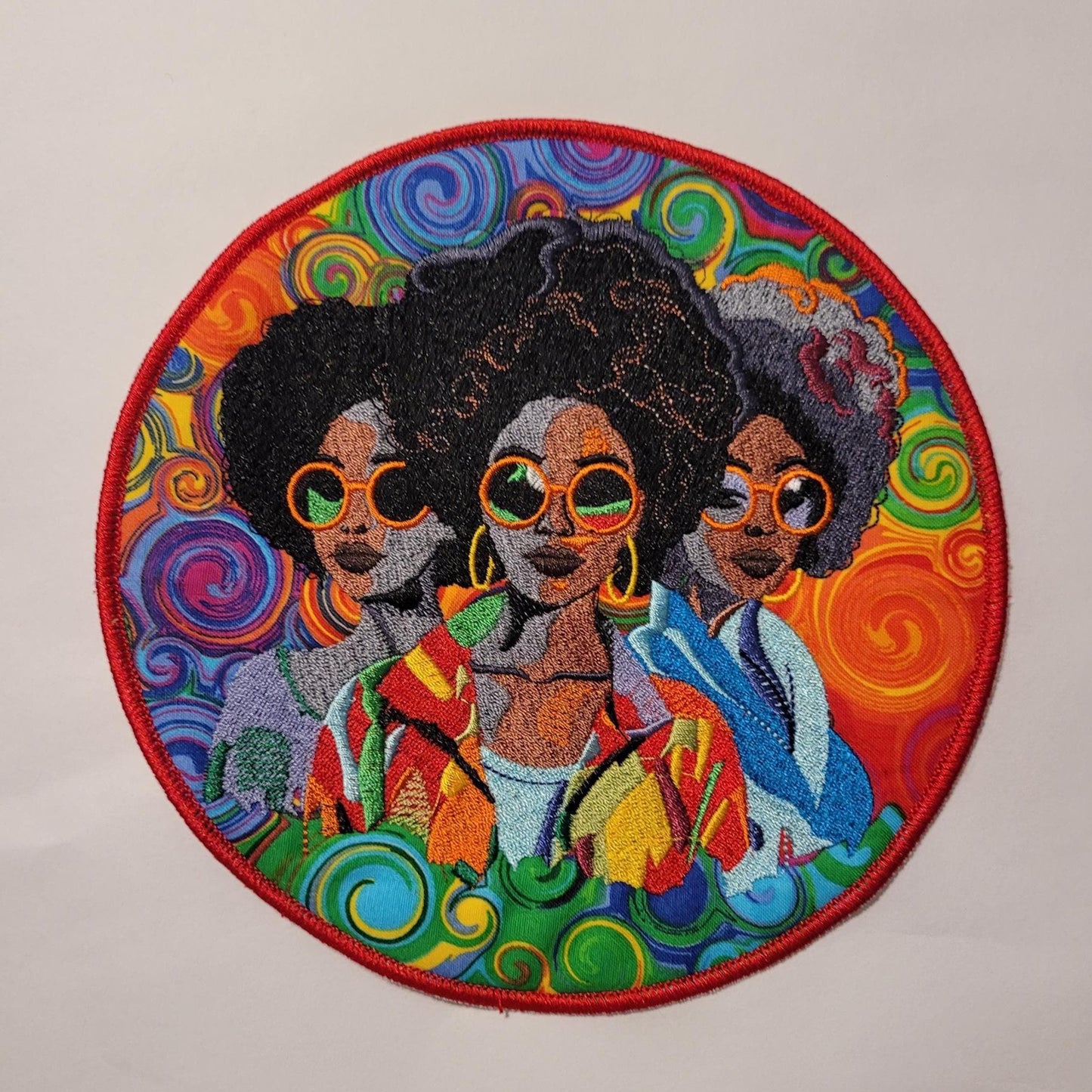African American Black Sisters Patch, 7" Iron-on Patch, Black Women Abstract, Black Girl Magic, Afrocentric, Brown Skin Girl, Afro Woman