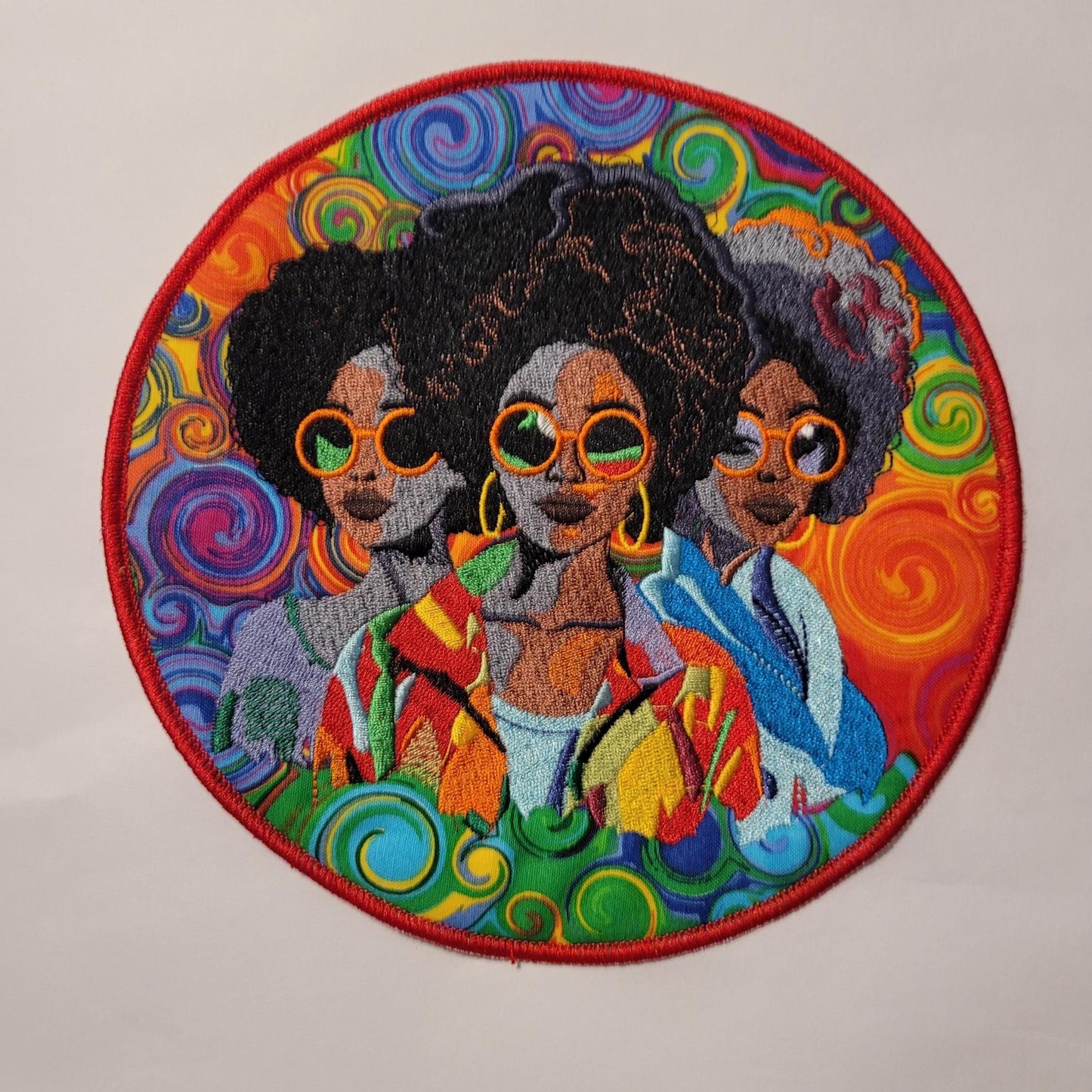 African American Black Sisters Patch, 7" Iron-on Patch, Black Women Abstract, Black Girl Magic, Afrocentric, Brown Skin Girl, Afro Woman