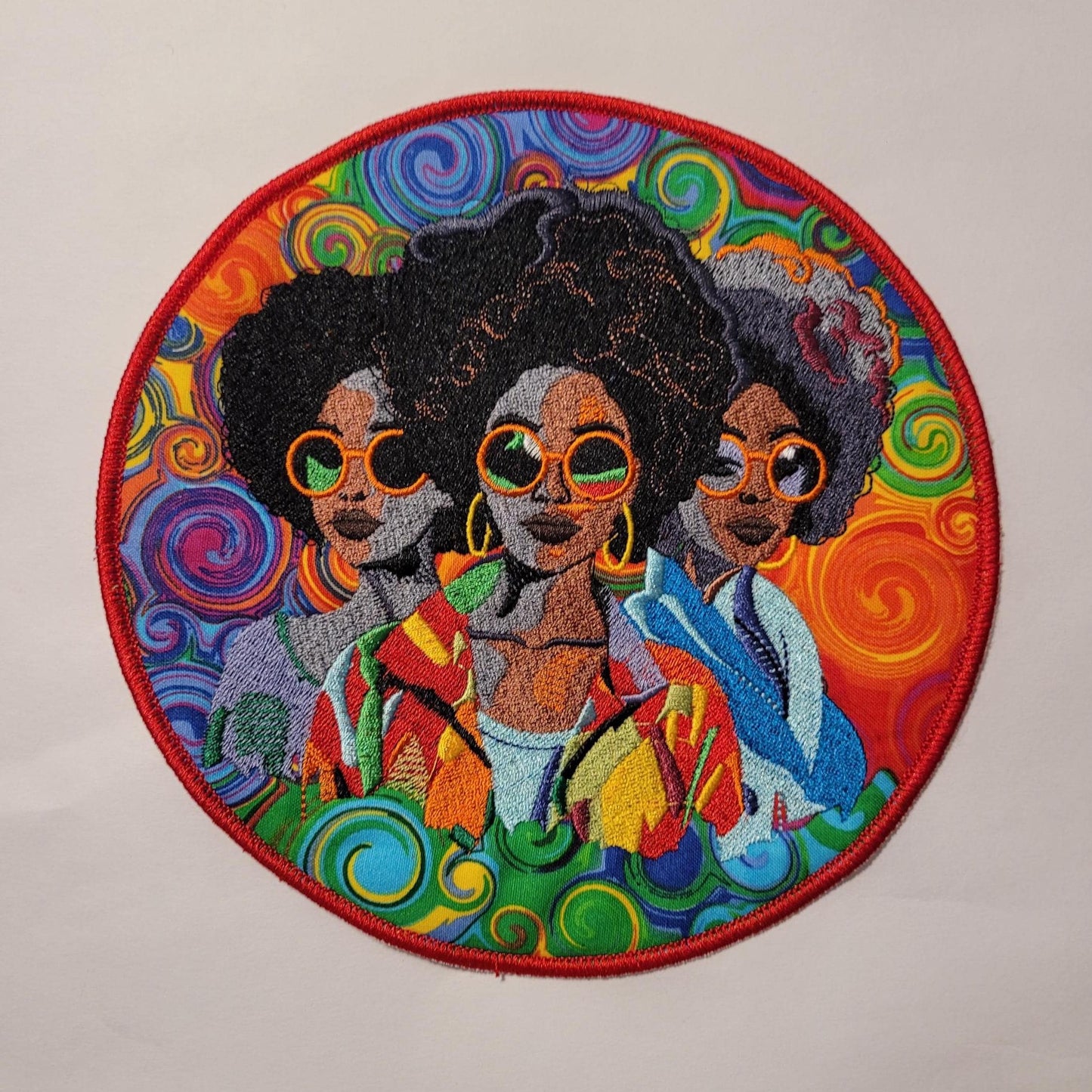 African American Black Sisters Patch, 7" Iron-on Patch, Black Women Abstract, Black Girl Magic, Afrocentric, Brown Skin Girl, Afro Woman