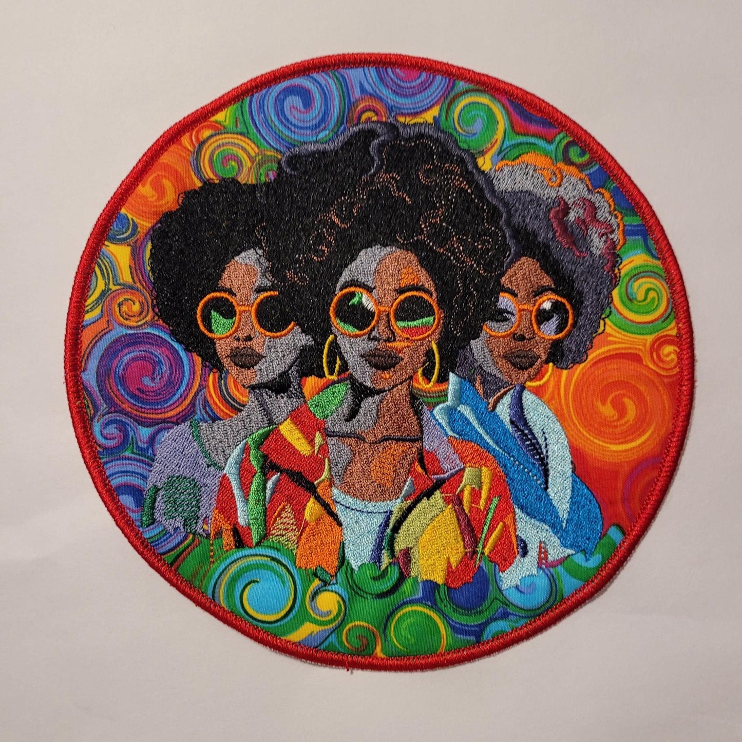 African American Black Sisters Patch, 7" Iron-on Patch, Black Women Abstract, Black Girl Magic, Afrocentric, Brown Skin Girl, Afro Woman