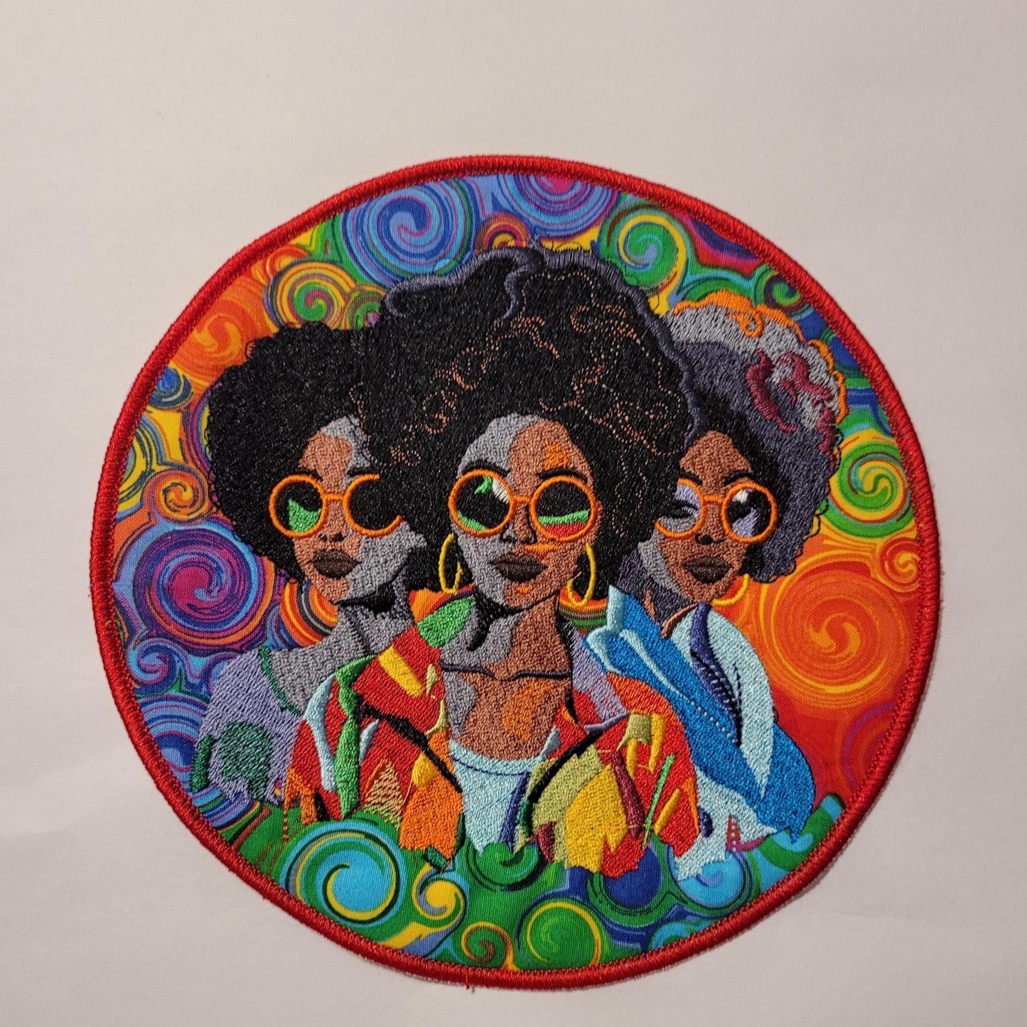 African American Black Sisters Patch, 7" Iron-on Patch, Black Women Abstract, Black Girl Magic, Afrocentric, Brown Skin Girl, Afro Woman
