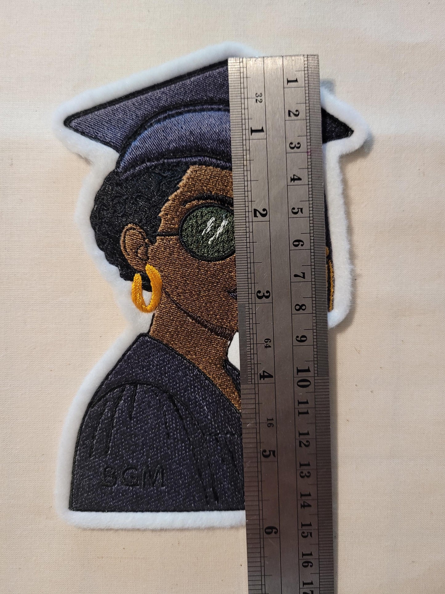 2025 Grad Patch – Black Woman Iron-On Embroidery