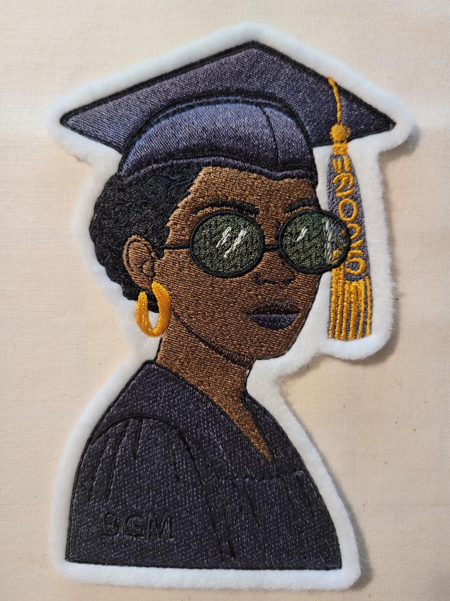 2025 Grad Patch – Black Woman Iron-On Embroidery