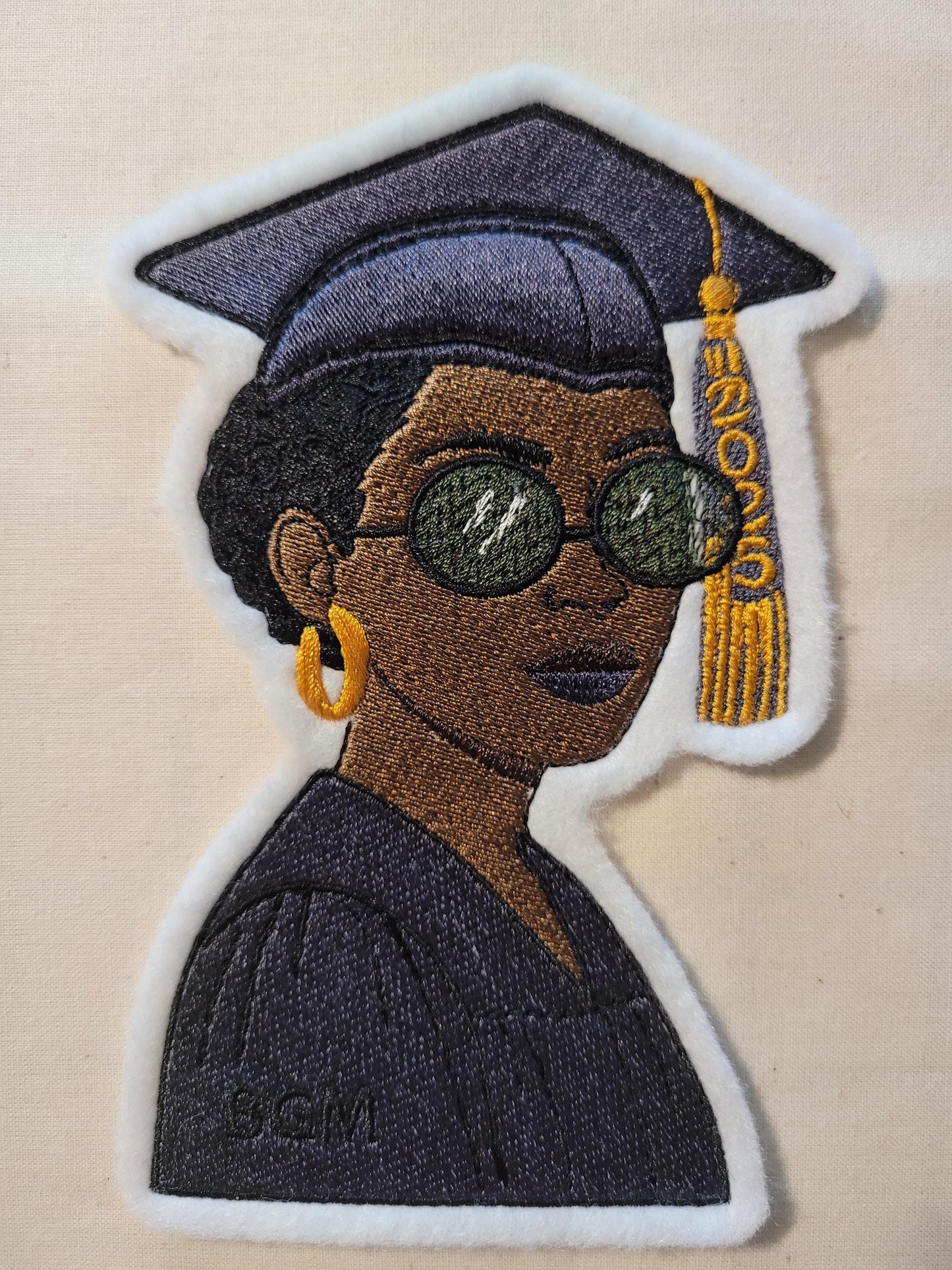 2025 Grad Patch – Black Woman Iron-On Embroidery