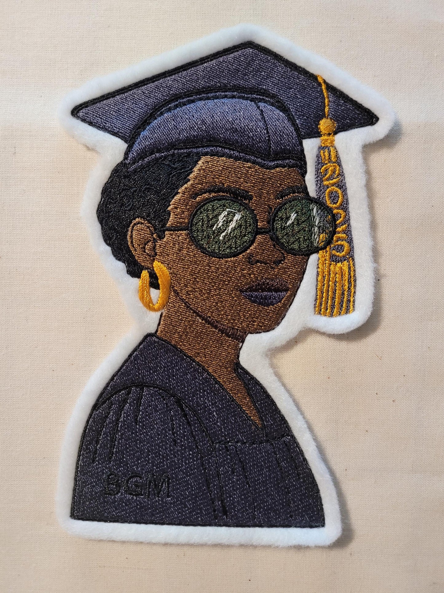 2025 Grad Patch – Black Woman Iron-On Embroidery