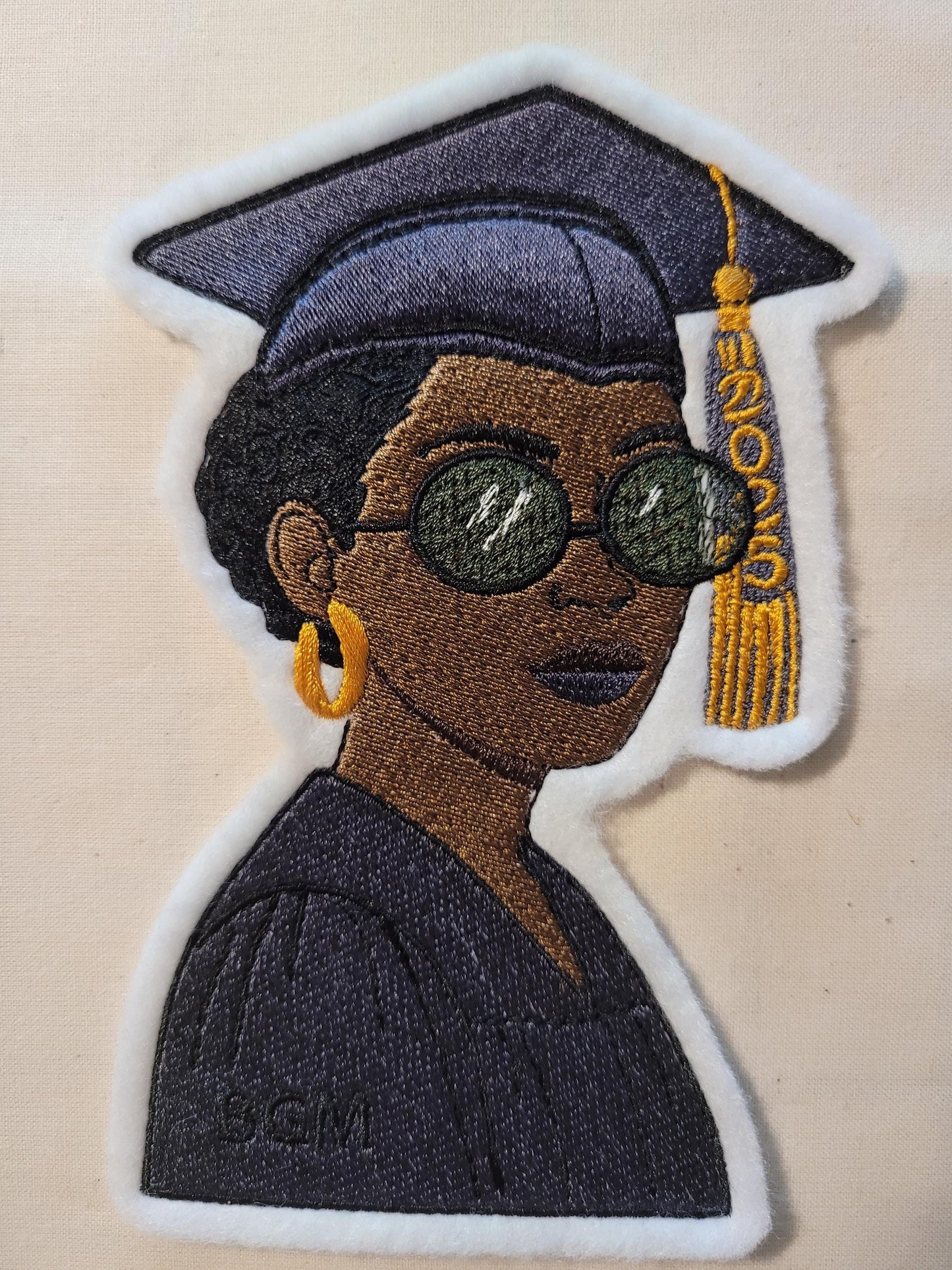 2025 Grad Patch – Black Woman Iron-On Embroidery