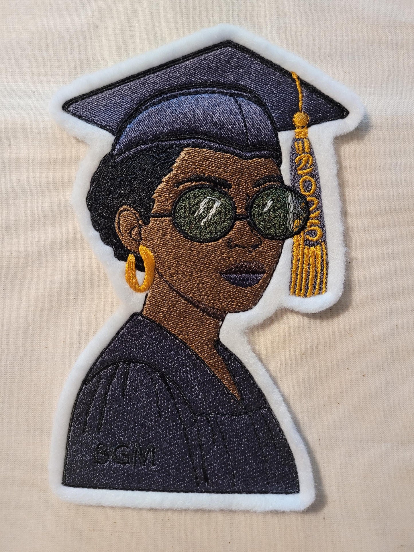 2025 Grad Patch – Black Woman Iron-On Embroidery
