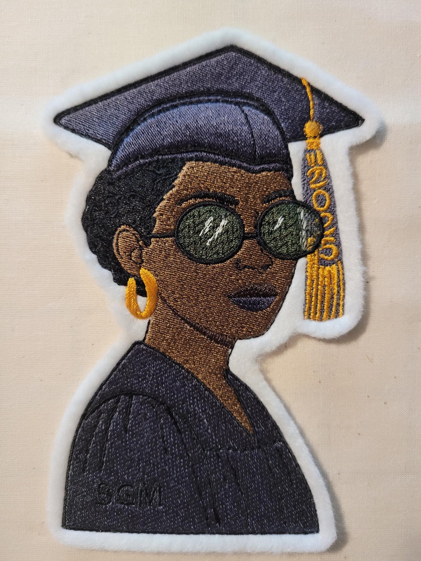 2025 Grad Patch – Black Woman Iron-On Embroidery
