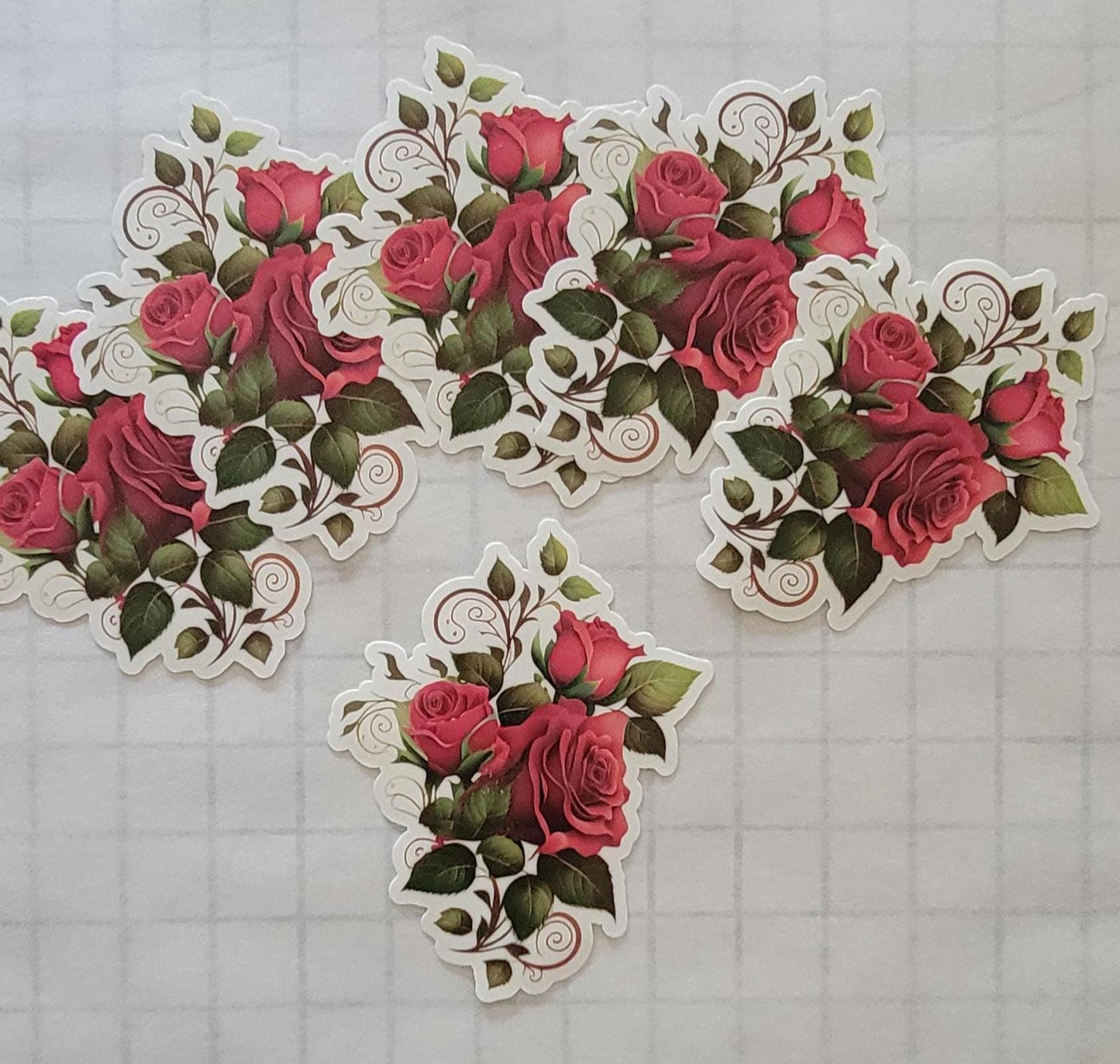 Victorian Rose Garden Vinyl Sticker Set ā 6 Laminated Pieces, 5"+ Each