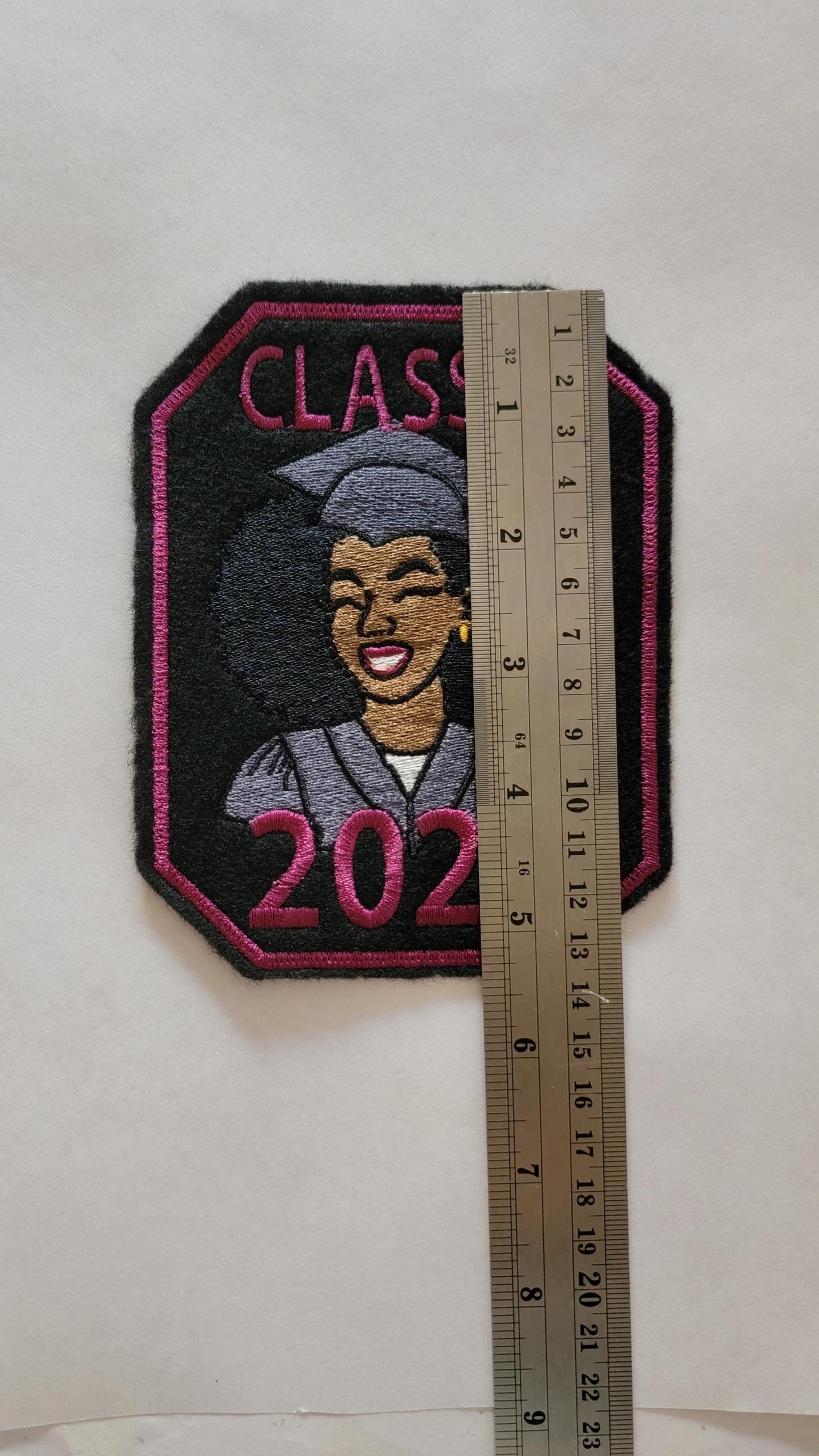 2025 Grad Patch – Black Woman Iron-On Embroidery - BGM = Black Girl Magic on her sleeve, Graduation Gift, Keepsake,