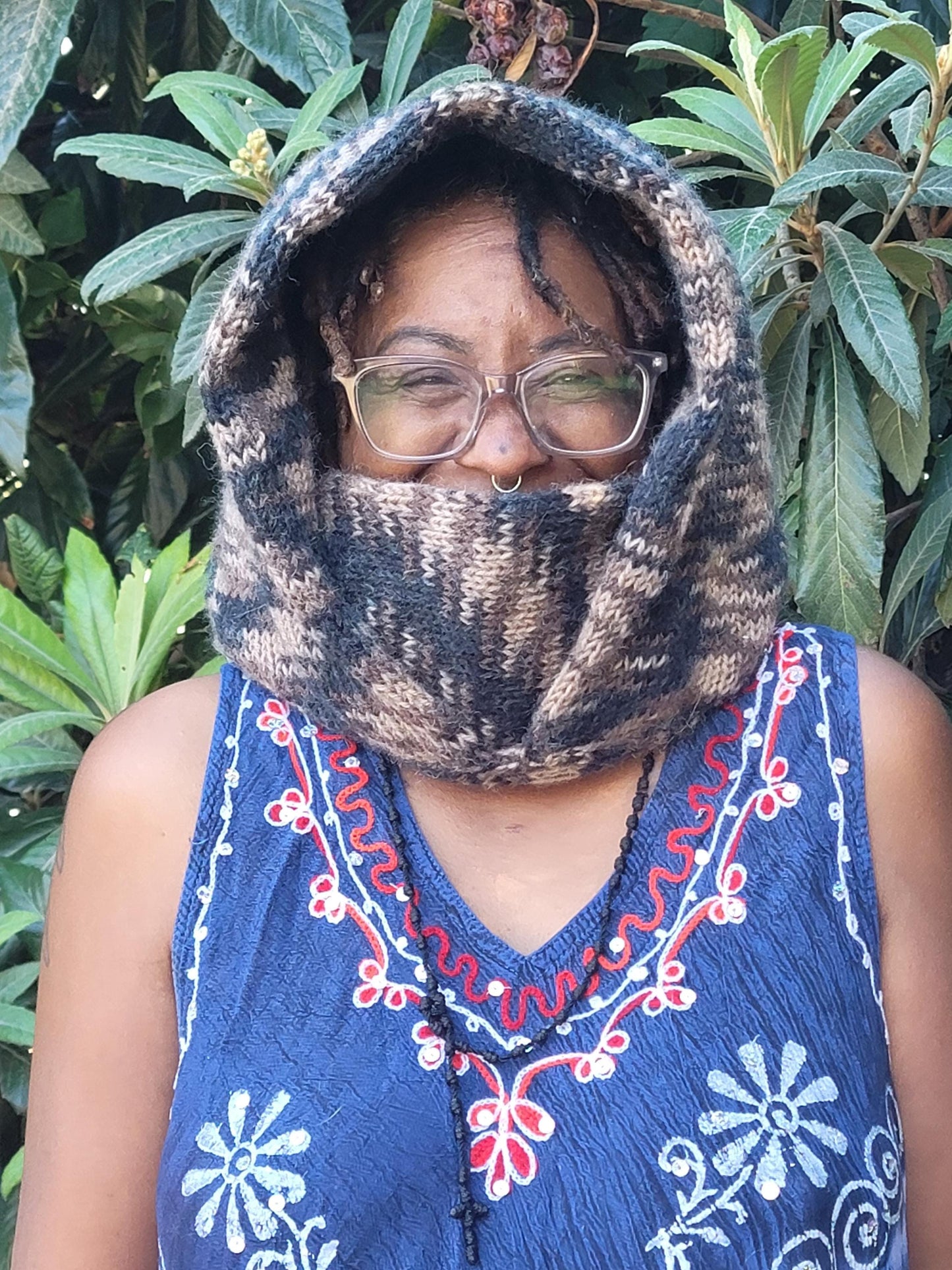 Chunky Alpaca Hooded Cowl – Warm Knit Snood Hat & Scarf Combo, Soft Cozy Winter Hood