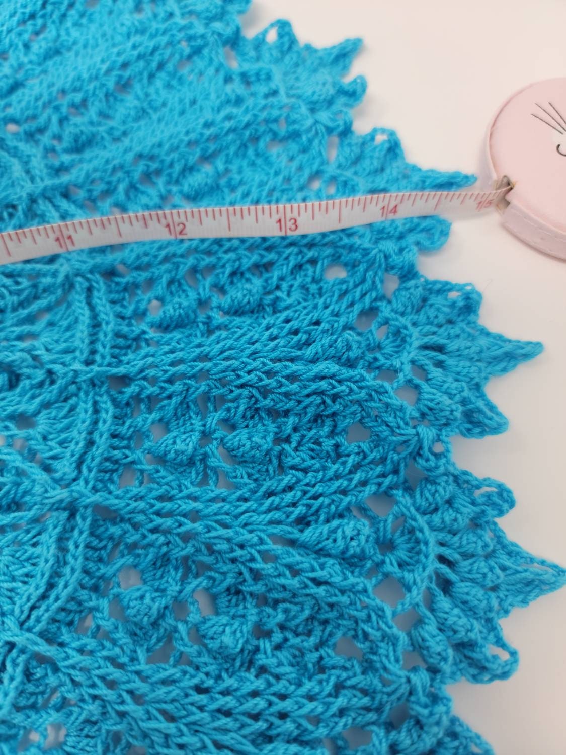 Round table runner, Doily, Blue Table topper, Round doily