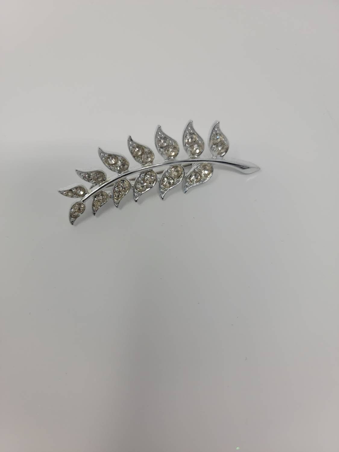 SARAH COV Clear Rhinestone Leaf Brooch, Vintage, Pin, Jewelry Leaf Brooch, Vintage Sarah Cov Brooch, Vintage Brooch, Vintage Jewelry