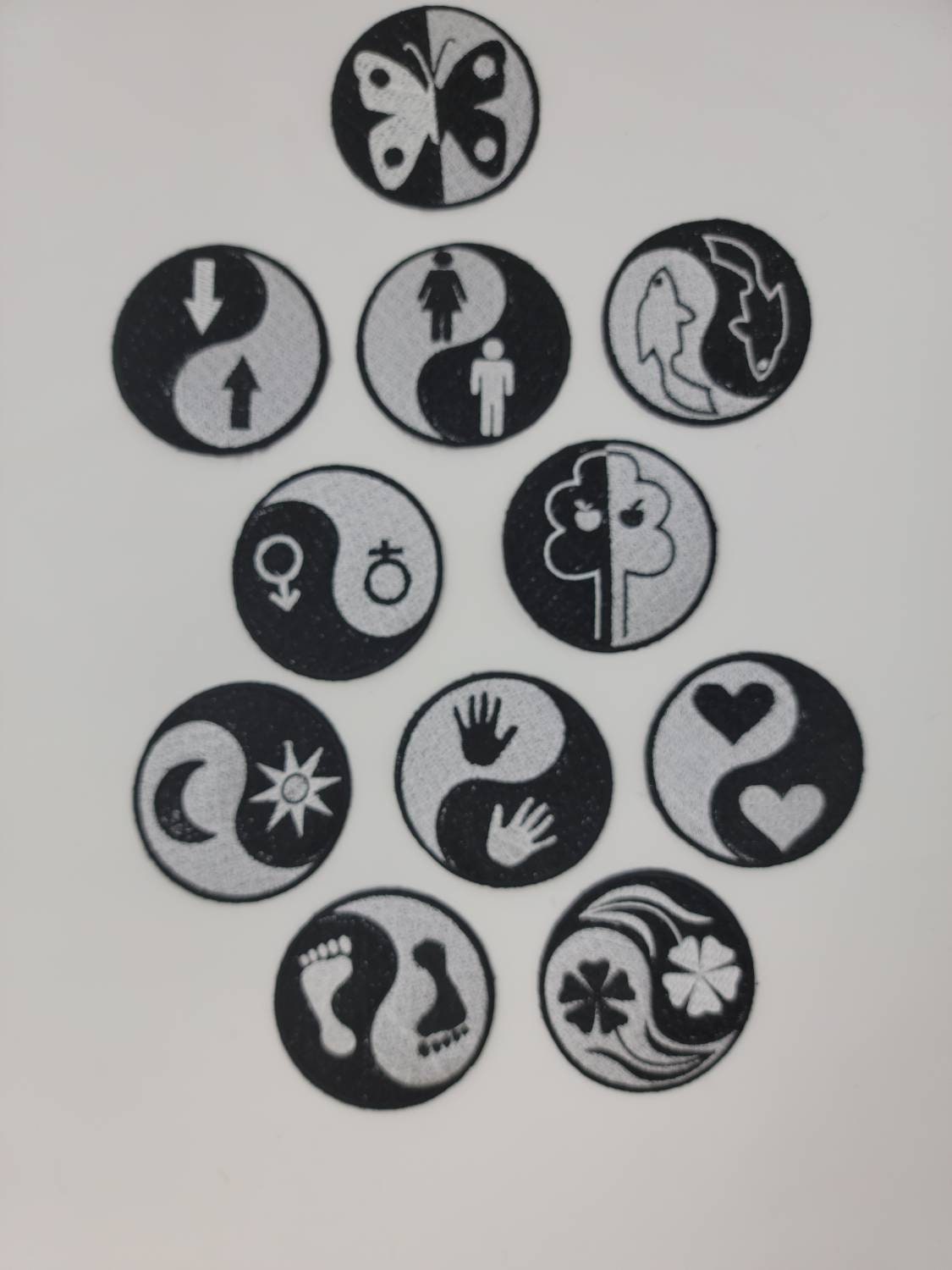 Ying Yang patches, YingYang, Opposites, Black and White patches, male and female patches