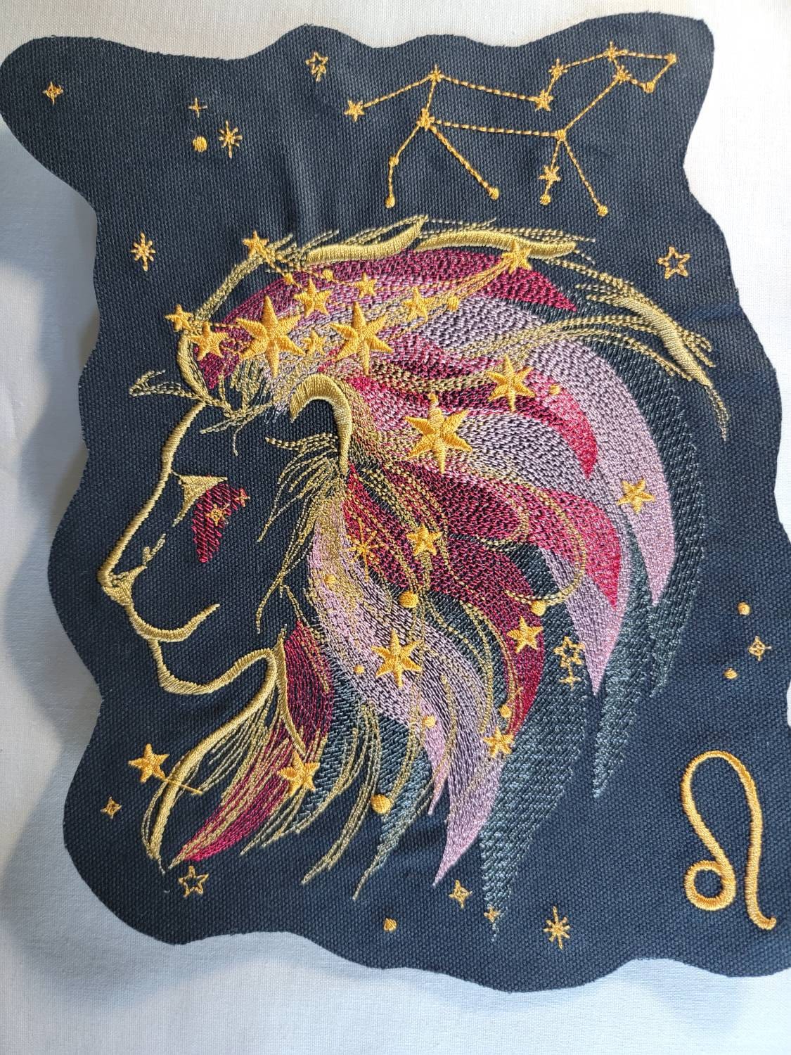 Zodiac Star Sign Constellation - Embroidered Iron-On/ Jean Jacket patch / Vest Jacket, 9" Large, Backpack / Astrology signs Leo, Taurus,