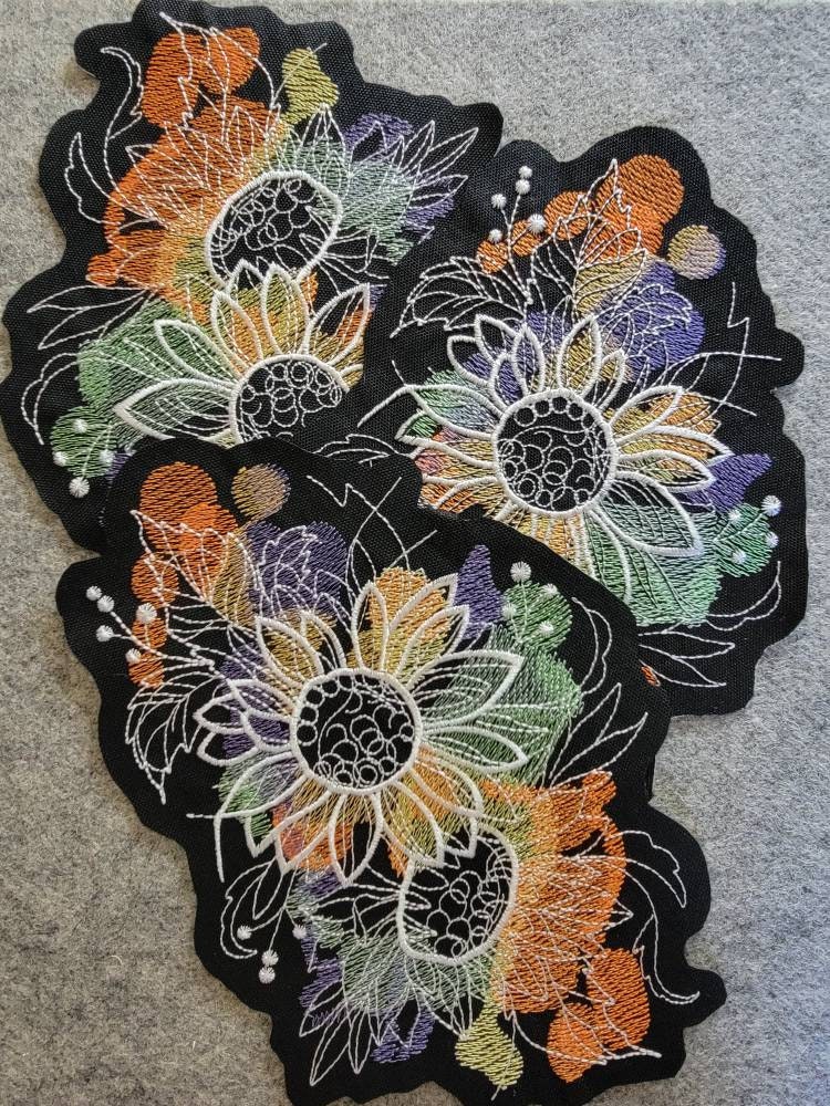 Sunflower Patch, Sunflower, Sunflower Iron-on Patch, Patches, Jean Jacket Patch, Large patch over 10"!