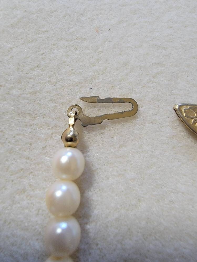 Vintage Faux Pearl Single Strand Necklace with Rhinestone, Vintage Jewelry, Vintage Necklace,