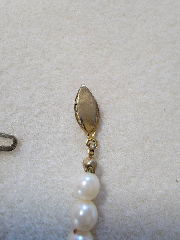 Vintage Faux Pearl Single Strand Necklace with Rhinestone, Vintage Jewelry, Vintage Necklace,