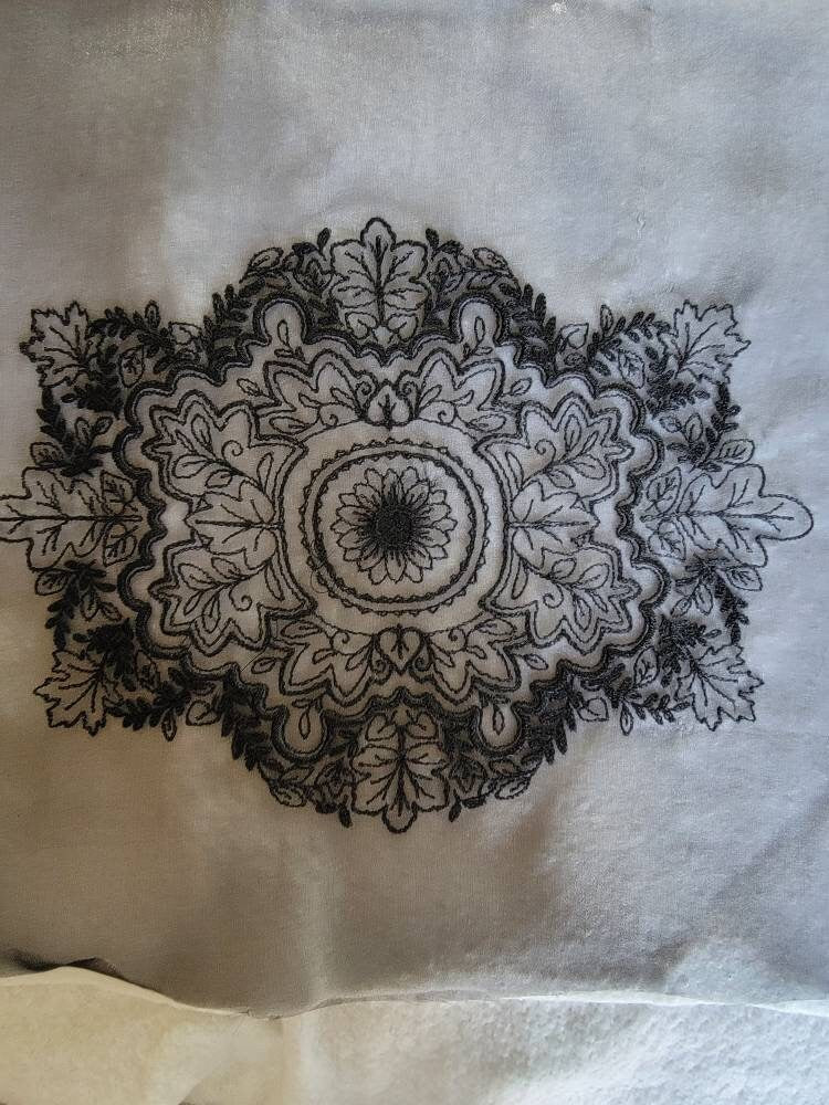 Victorian Lace, Lacy Goth Table Display, Lace Decor, Black Doily, Goth Black Organza Intricate Floral Design, Spooky Decor