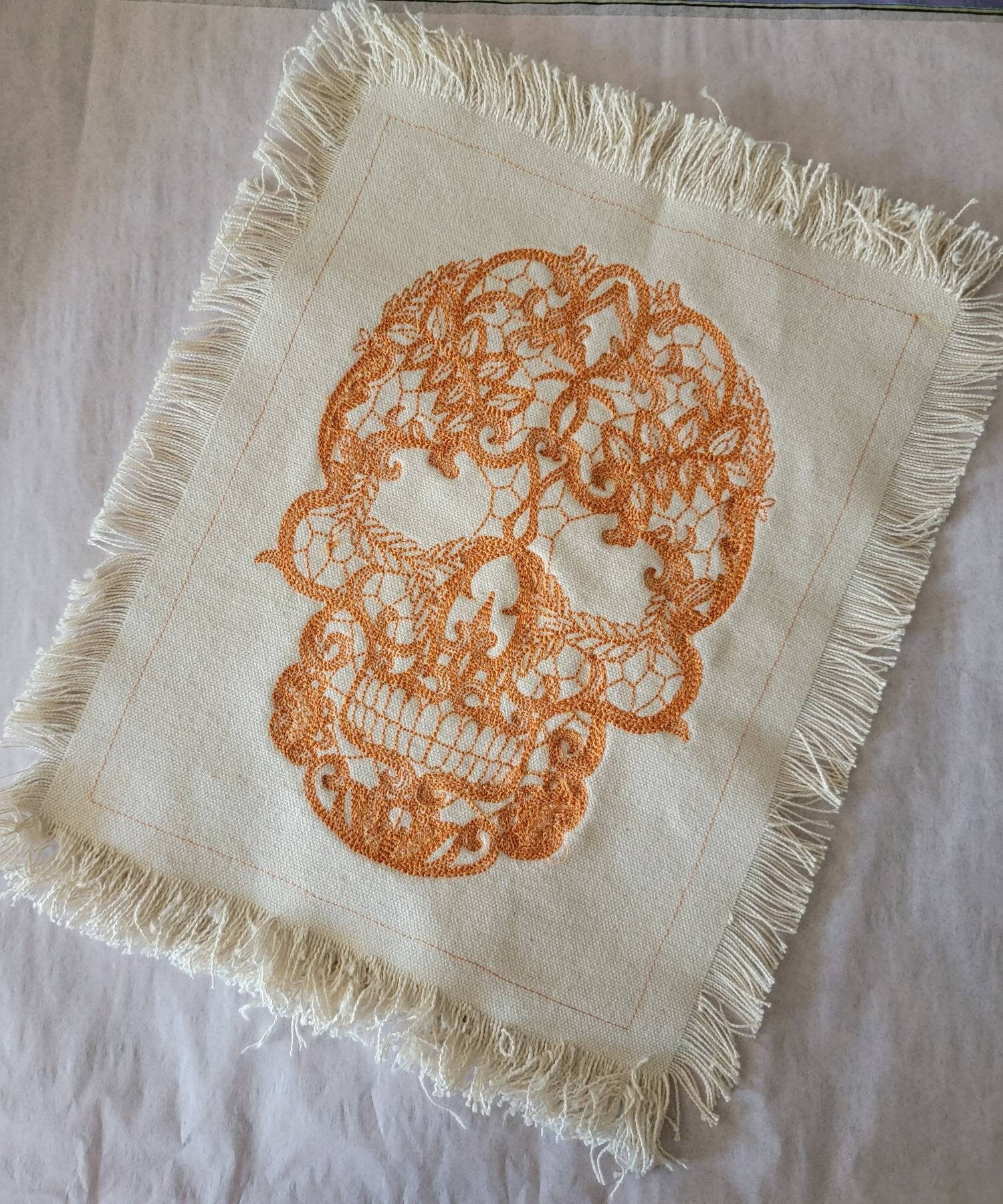 Skull Tapestry, Skull Embroidery, Embroidery Skull Patch Tapestry