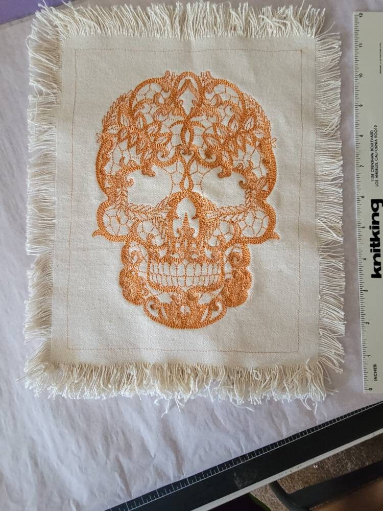 Skull Tapestry, Skull Embroidery, Embroidery Skull Patch Tapestry