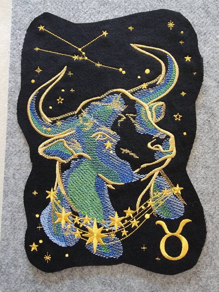 Zodiac Star Sign Constellation - Embroidered Iron-On/ Jean Jacket patch / Vest Jacket, 9" Large, Backpack / Astrology signs Leo, Taurus,