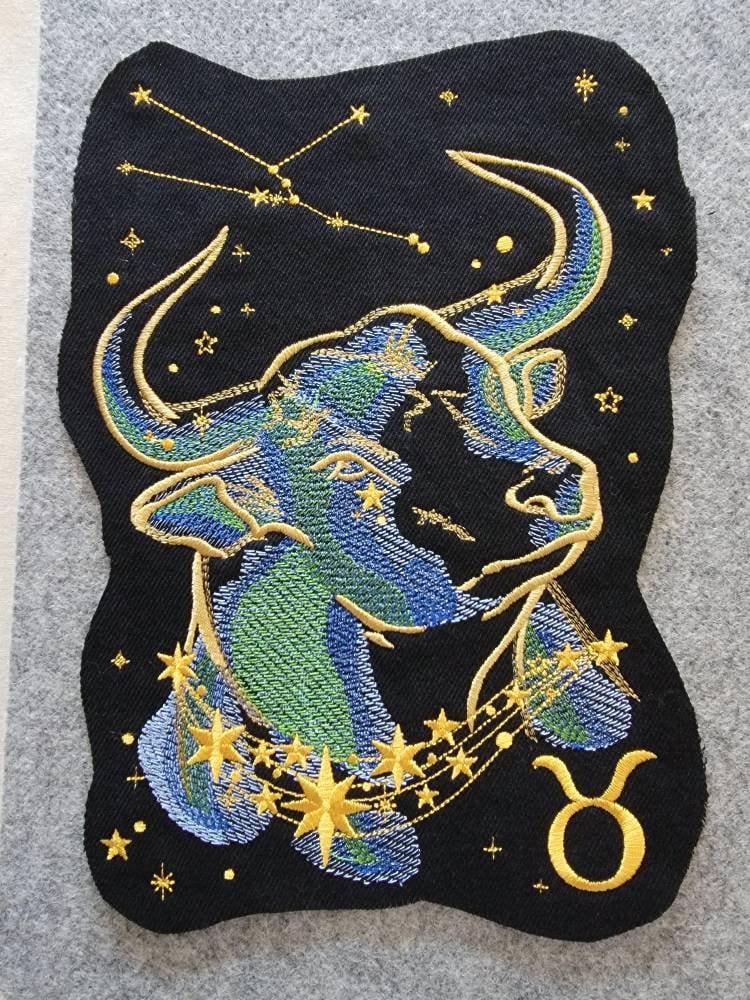Zodiac Star Sign Constellation - Embroidered Iron-On/ Jean Jacket patch / Vest Jacket, 9" Large, Backpack / Astrology signs Leo, Taurus,