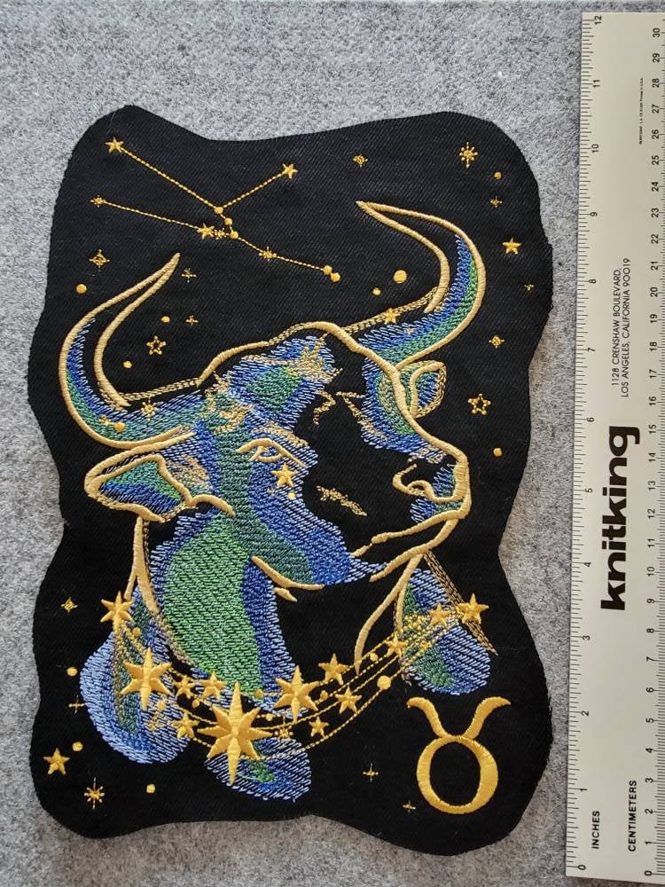 Zodiac Star Sign Constellation - Embroidered Iron-On/ Jean Jacket patch / Vest Jacket, 9" Large, Backpack / Astrology signs Leo, Taurus,