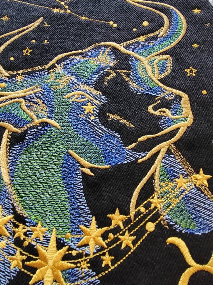 Zodiac Star Sign Constellation - Embroidered Iron-On/ Jean Jacket patch / Vest Jacket, 9" Large, Backpack / Astrology signs Leo, Taurus,